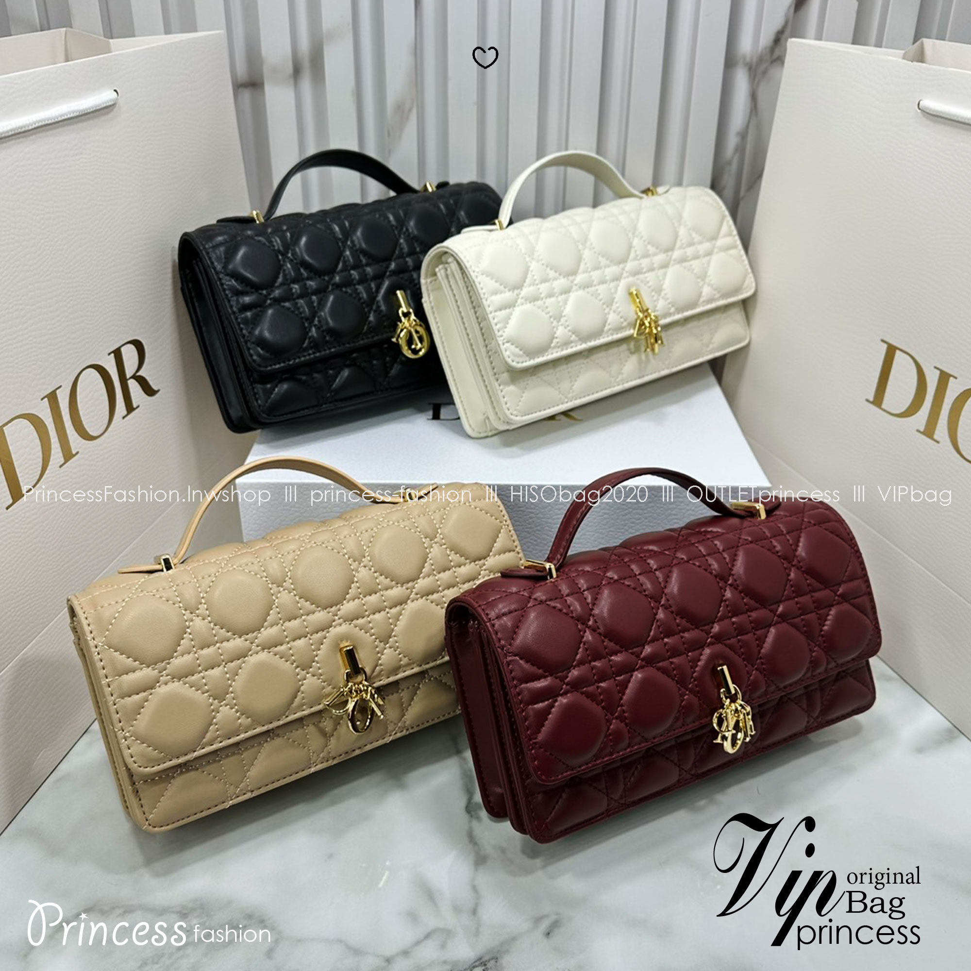ORI หนังแท้ | My Dior Mini Bag / Dior Clutch Bag กระเป๋าสะพายทรงคลัชทันสมัย หรูหราสง่างาม จะถือหรือสะพายก็ดูดีมีระดับ กระเป๋าที่ใช้งานได้จริงใบนี้ใส่ของจำเป็นได้ครบถ้วน