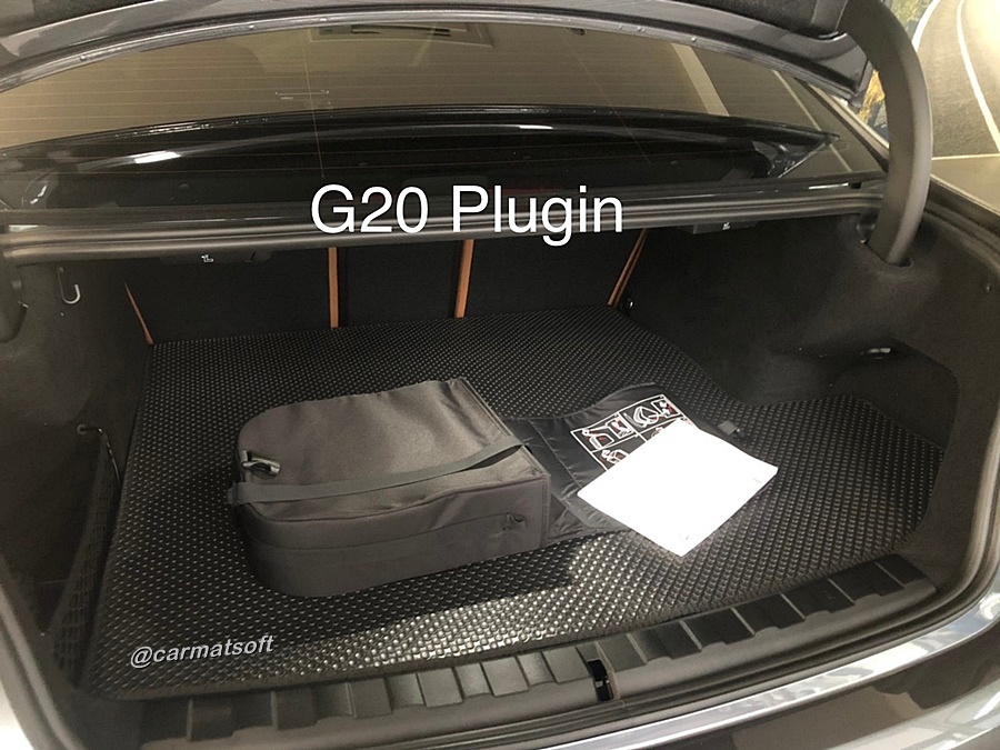แผ่นปูท้ายรถยนต์BMW Series3 330e G20 Plugin hybrid (ปี2019-26) ลายกระดุมPVC เข้ารูป100%