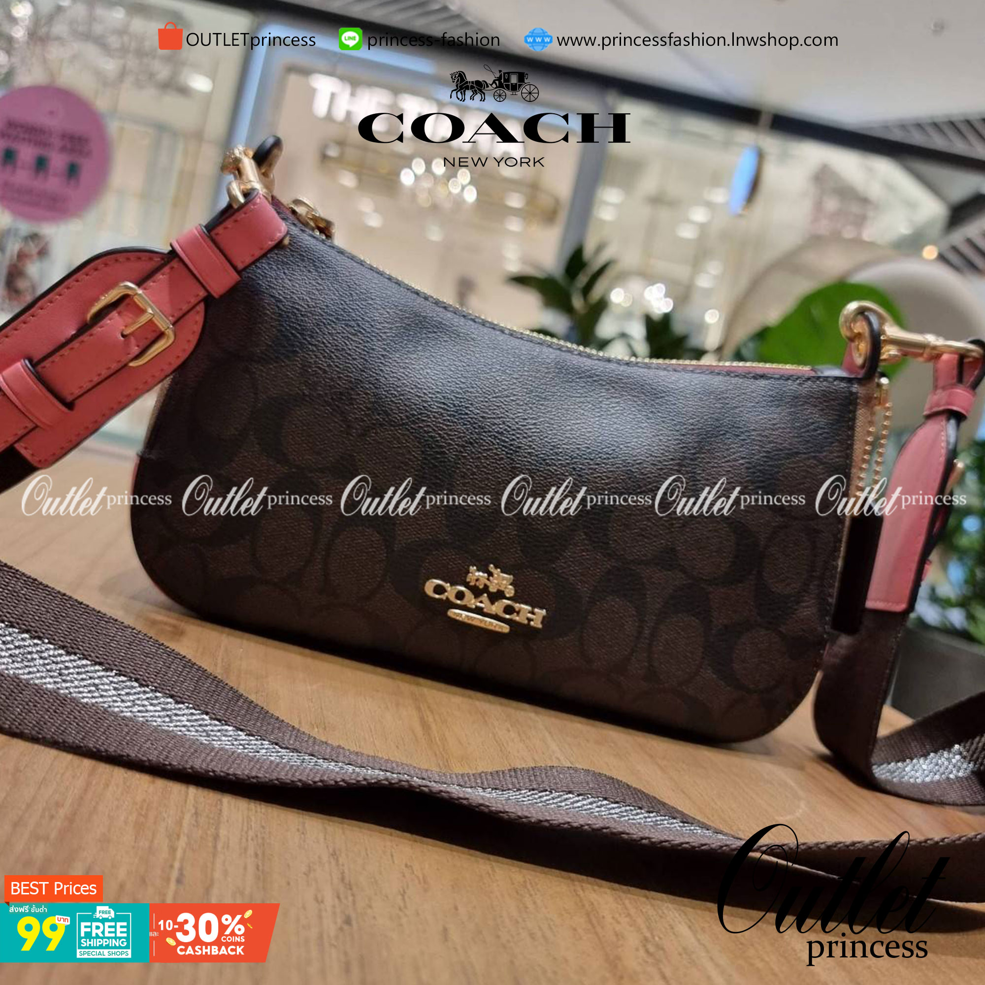 COACH C7264 C6823 C6817 JES BAGUETTE IN SIGNATURE CANVAS คอลเลคชั่นใหม่ล่าสุด พร้อมเสิร์ฟความสวยถึงบ้านเช่นเคย!! กระเป๋าสะพายทรงบาแกตต์ ดีไซน์ย้อนยุค ที่แอบแฝงความเรียบหรูดูแพงอยู่ในตัว โดดเด่นด้วยสายสะพายเส้นใหญ่ โทนสีคอนทราส ทำให้ไอเท็มนี้ดูมีลูกเล่นมาก
