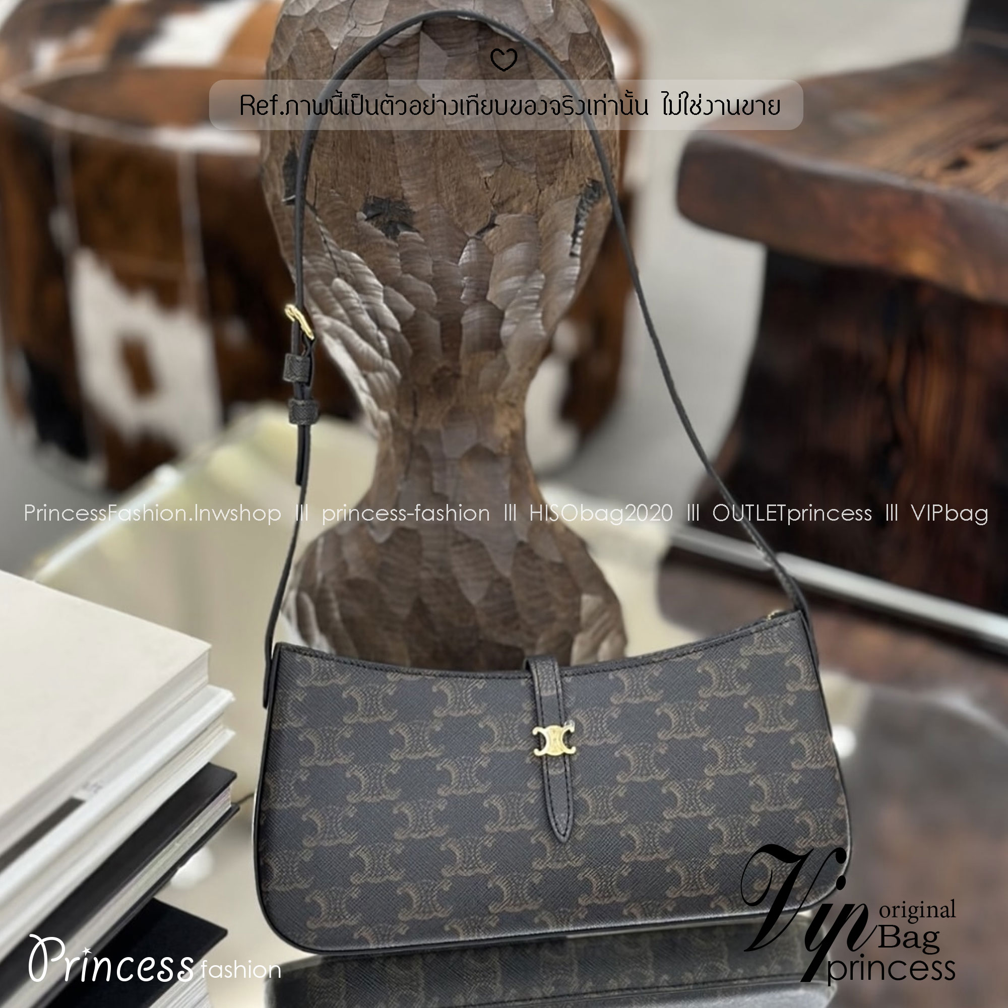 ORI หนังแท้ | CELINE TINA SHOULDER BAG IN Triomphe canvas กระเป๋าสะพายไหล่ทรงพอช ดีไซน์ใหม่ก่อนใคร เรียบง่ายหรูหราลงตัว สไตล์วินเทจลัคชูดูแพงสุดๆ ใช้งานได้หลากหลายโอกาส ขนาดกำลังดีพาพาสะดวก