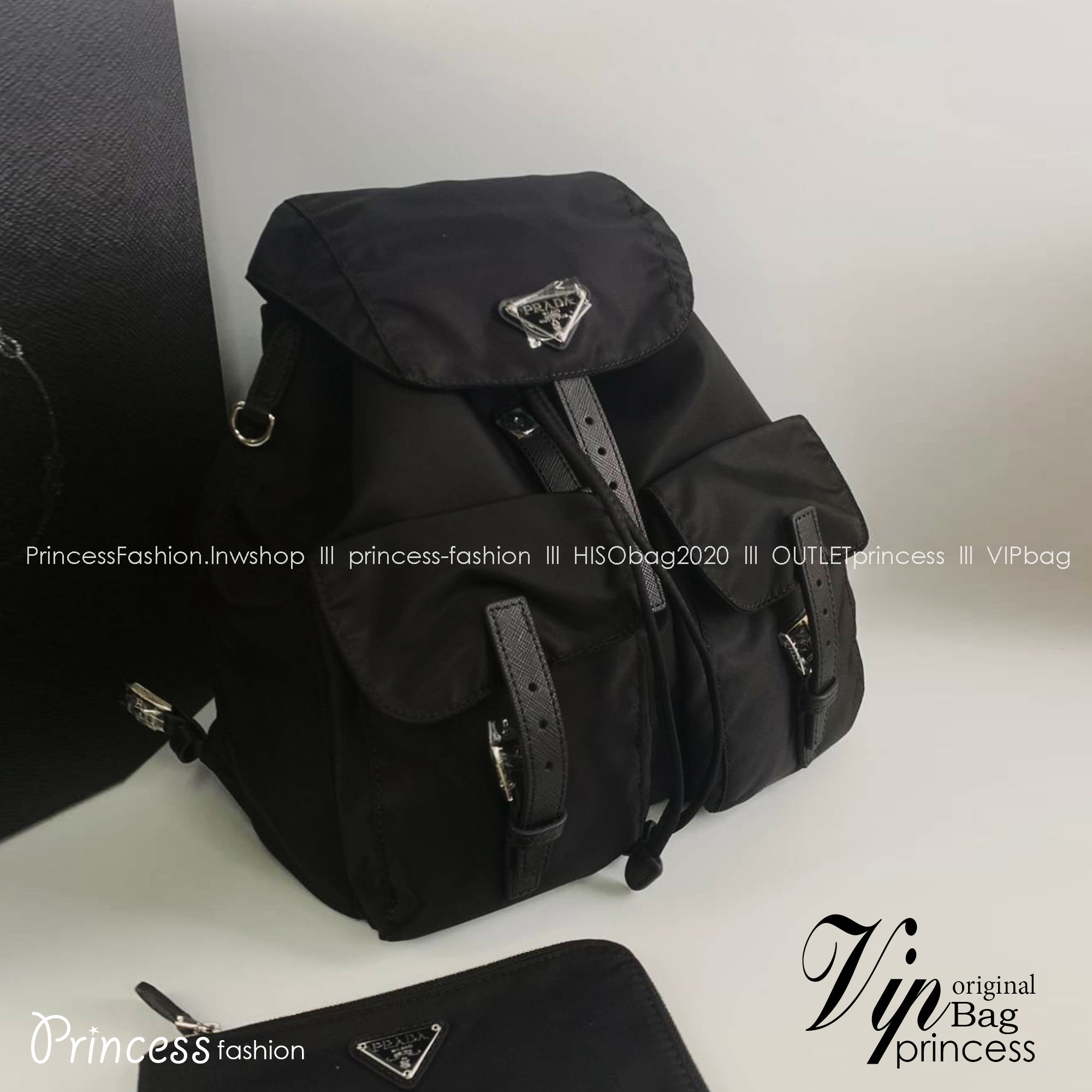 Prada Re-Nylon medium backpack with pouch / PRADA backpack พร้อมส่งที่ไทย กระเป๋าเป้ไนล่อนพราด้า **สินค้าเกรดท็อปออริจินอล 1:1 สลับแท้ ใช้งานต่างประเทศได้