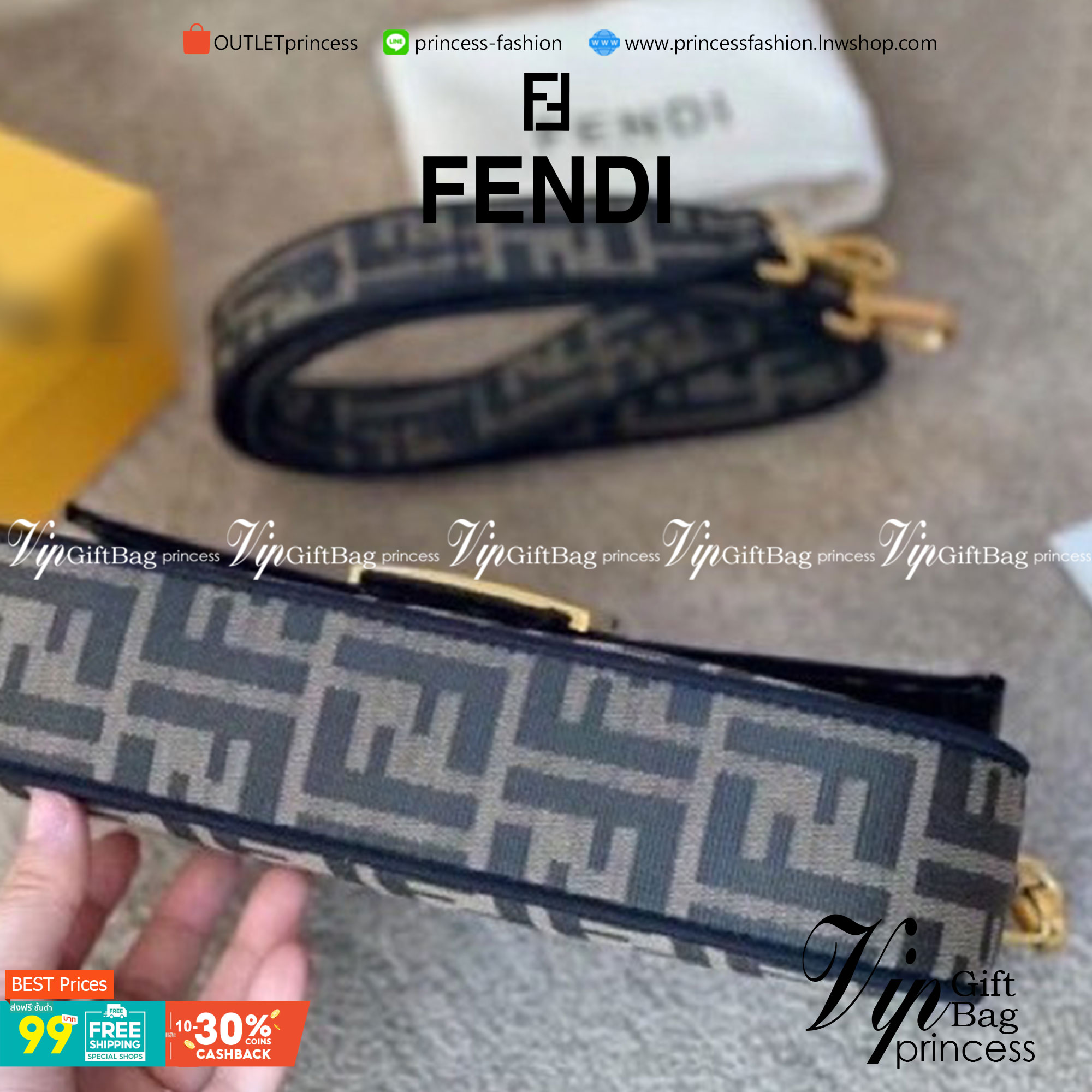 VIP 】FENDI VINTAGE BAGUETTE SHOULDER BAG 2size กระเป๋าสะพายทอลายโมโนแกรม อะไหล่ทองหรูหรา มี 2 ขนาด ทนทาน มาพร้อมสาย 2 แบบ สำหรับคล้องแขน และสายครอสบอดี้ เปิด-ปิดด้วยกระดุมแม่เหล็ก ภายในเป็นช่องโล่ง ใส่โทรศัพท์ พร้อมเสิร์ฟความสวยให้ถึงบ้านจ้า วัสดุผ้าทอลาย