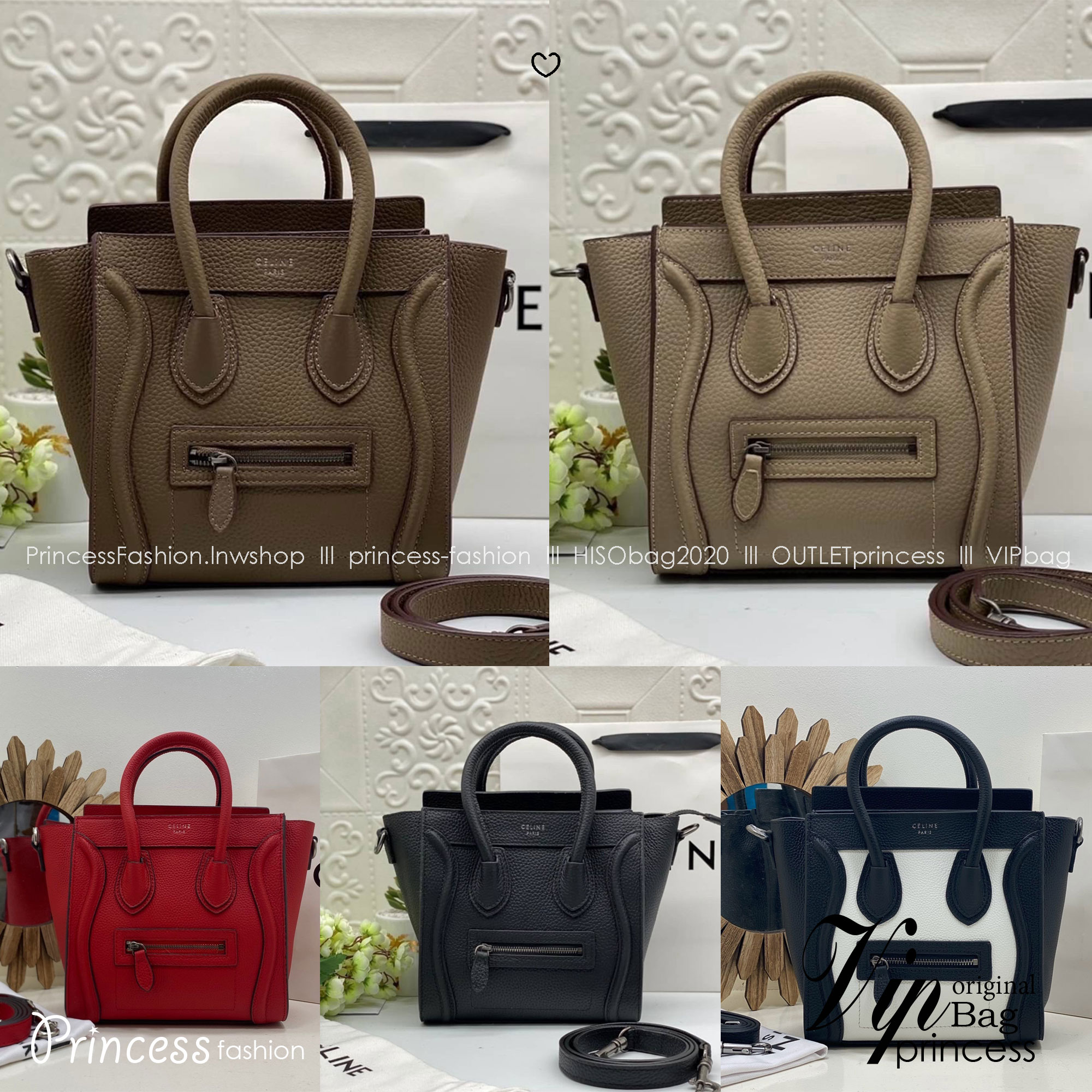 ORI หนังแท้ | Celine Luggage Tote Nano Bag20cm กระเป๋าสะพายทรงโท้ท ดีไซน์เป็นเอกลักษณ์ เรียบหรูดูแพง