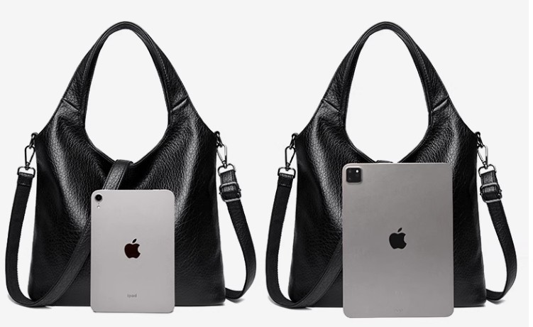 กระเป๋าสะพายข้างทรงย้วย Hobo bag กระเป๋าสะพาย ผู้หญิง หนังแท้ สีพื้ัน สีดำ น้ำตาล มีซิปด้านบน 858376
