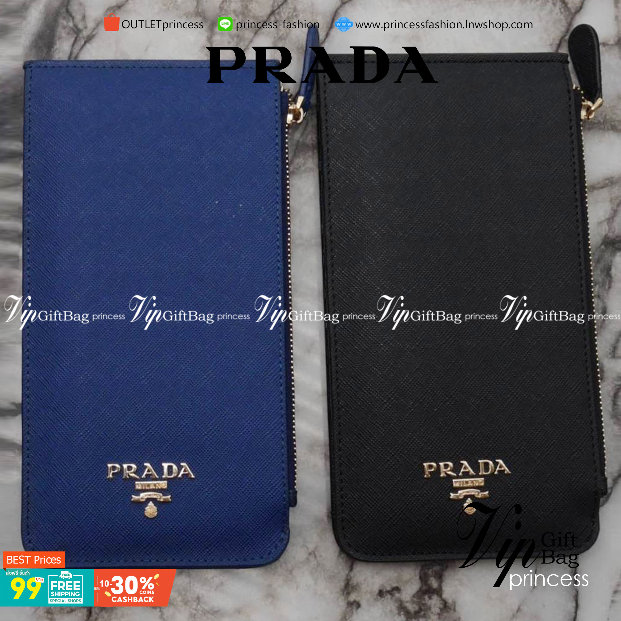 รุ่นขายดีเว่อร์วัง♡♡ PRADA LONG WALLET *สำหรับคนชอบใส่บัตรเยอะ กระเป๋าสตางค์ทรงสวย สะดุดตา หนังสัมผัส Safiano จากแบรนด์ PRADA มีช่องใส่นามบัตรมากถึง 16 ช่อง ด้านหน้ามีโลโก้แบรนด์สีทองหร