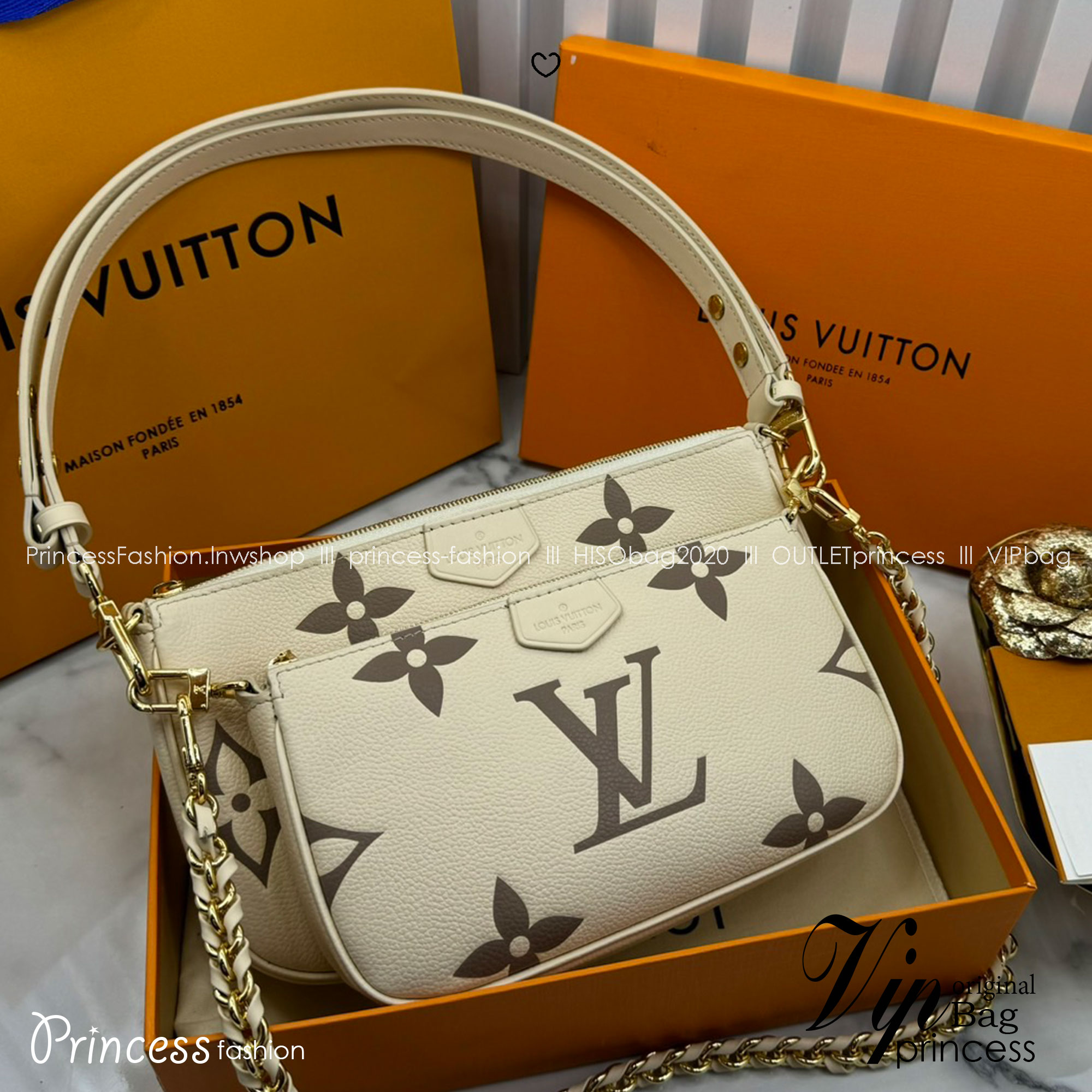 LV Multi Pochette Accessoires Bag กระเป๋าทรงพอช รุ่นใหม่ล่าสุด งานหนังแท้ สวยงามเลอค่า ตามแบบฉบับแบรนด์ ปั้มลายคมชัด มาเป็นเซ็ท 2 ใบ ใช้งานง่าย