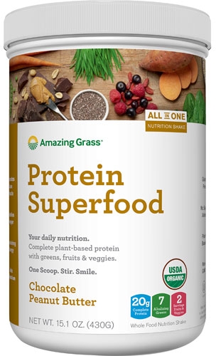 (Pre-order) Amazing Grass Protein Superfood Chocolate Peanut Butter 15.1 oz (430 g)