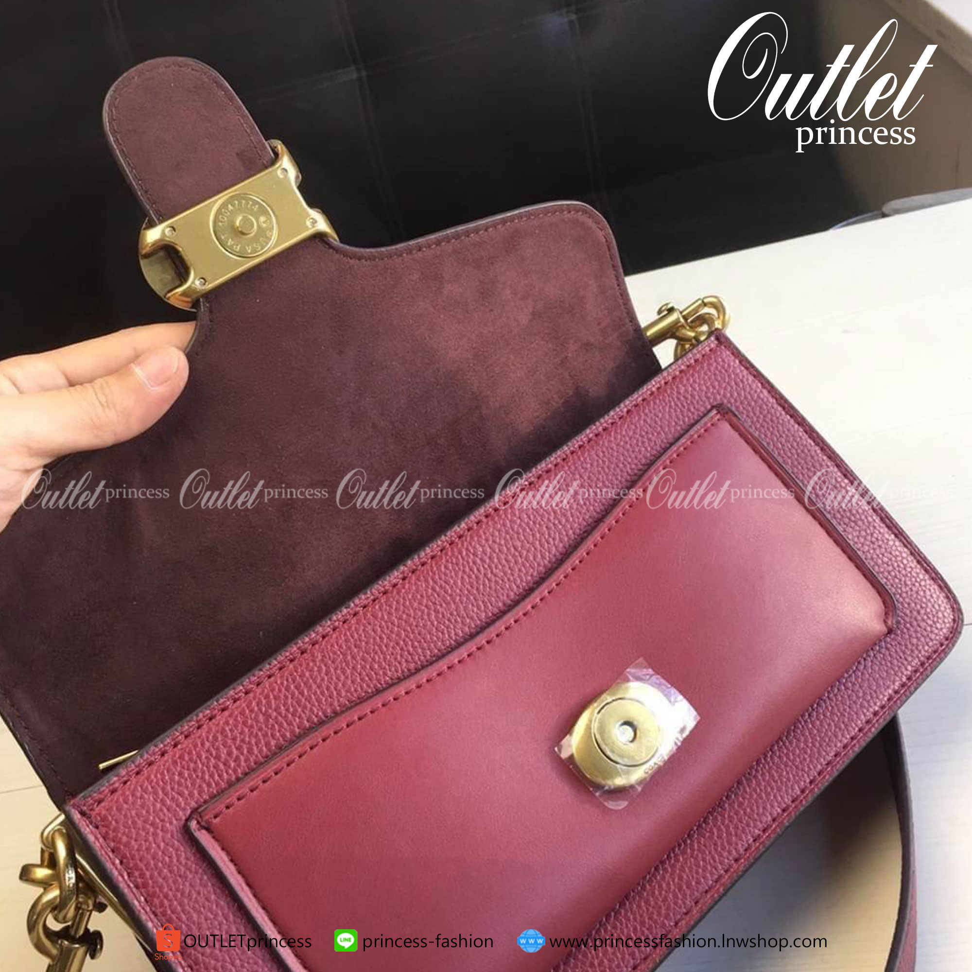 Coach Tabby Shoulder Bag 26 Brass/Deep Red * Polished pebble leather, refined calf leather and suede * Inside zip and multifunction pockets