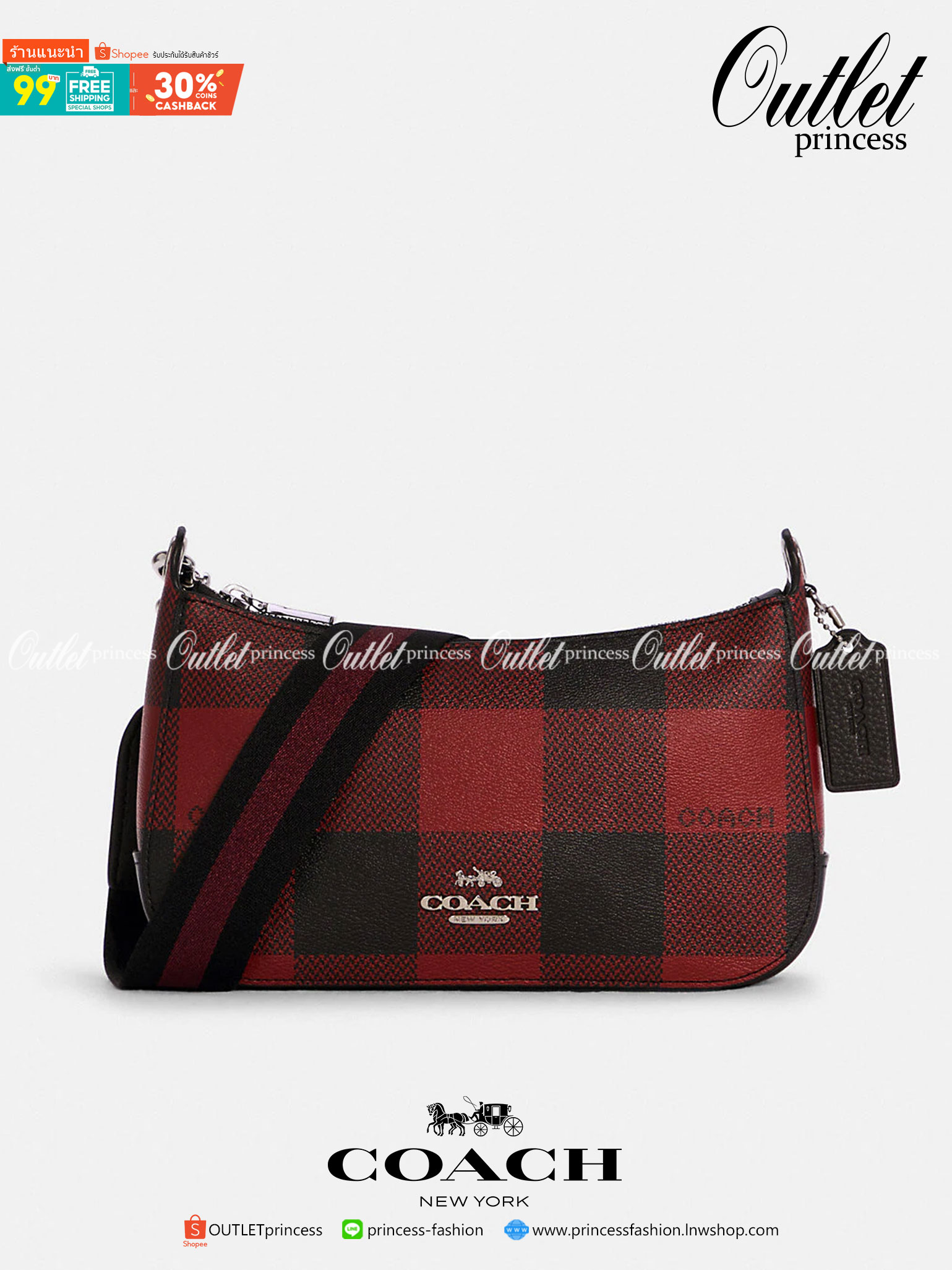 OUTLET 】COACH C6818 JES BAGUETTE WITH BUFFALO PLAID PRINT คอลเลคชั่นใหม่ล่าสุด พร้อมเสิร์ฟความสวยถึงบ้านเช่นเคย!! กระเป๋าสะพายทรงบาแกตต์ ดีไซน์ย้อนยุค ที่แอบแฝงความเรียบหรูดูแพงอยู่ในตัว โดดเด่นด้วยสายสะพายเส้นใหญ่ โทนสีคอนทราส ทำให้ไอเท็มนี้ดูมีลูกเล่นมา
