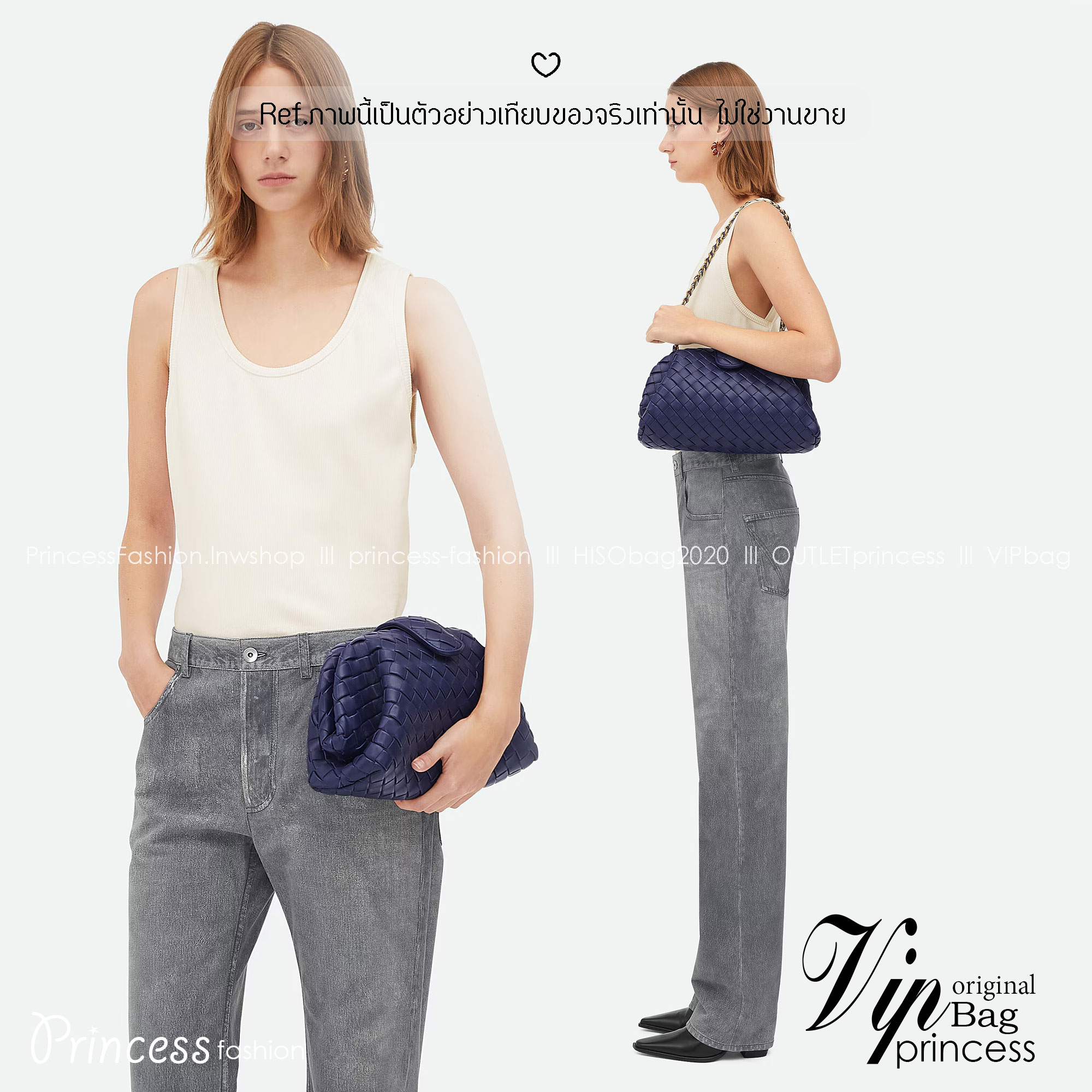 BOTTEGA Denim Teen Lauren 1980 with chain / BOTTEGA Clutch Bag กระเป๋าทรงคลัช พร้อมสายสะพายโซ่ วัสดุเดนิมคอตตอน สวยงามเป็นเอกลักษณ์ เกรดออริ 1:1 ใช้งานต่างประเทศได้