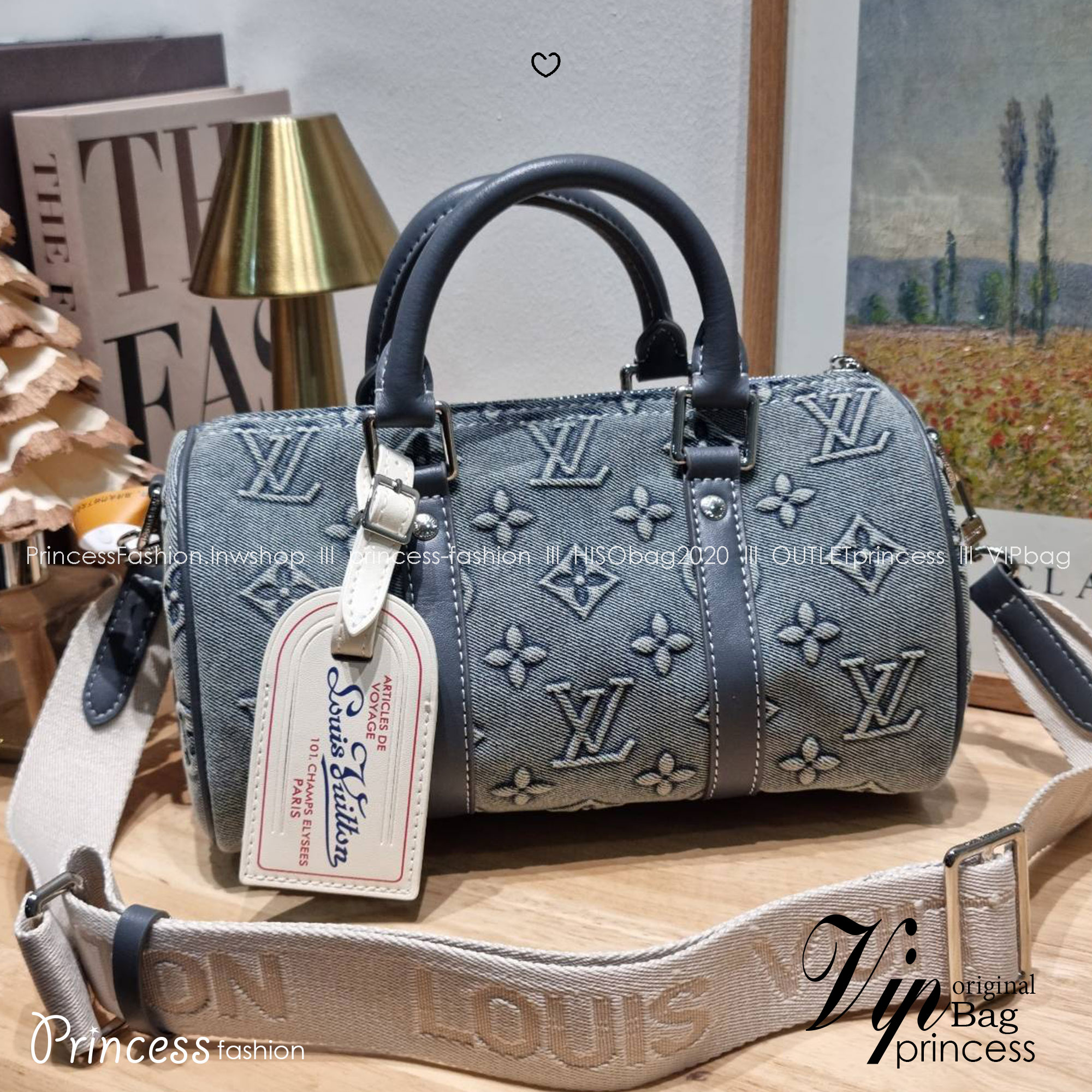 LV bandouliere 25 washed denim monogram keepall bag ใหม่ล่าสุด กับกระเป๋าทรงหมอนสุดฮิต ที่มาในรูปแบบ washed denim สวยคลาสสิค ดูแพงสุดๆ