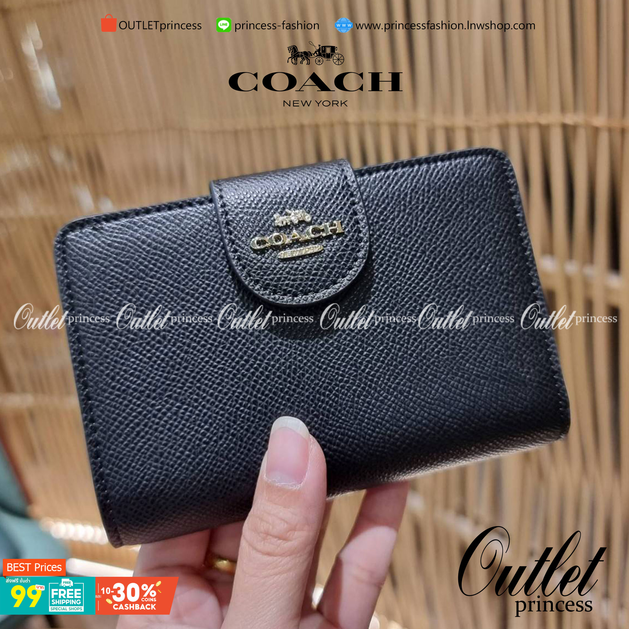 COACH 6390 MEDIUM CORNER ZIP WALLET เดอะเบสท์รุ่นที่สาวๆตามหา!! ดีไซน์ใหม่ สวยสะกด!! กระเป๋าสตางค์ใบกลาง สีคลาสสิค เรียบแต่แฝงความหรู บอกเลยว่ามันละมุนมาก!! ด้วยวัสดุหนัง crossgrain ที่ดูแลรักษาง่าย และยังดูผู้ดี ถือใช้แล้วขับผิวทุกสี ภายในมีช่องใส่บัตรแล