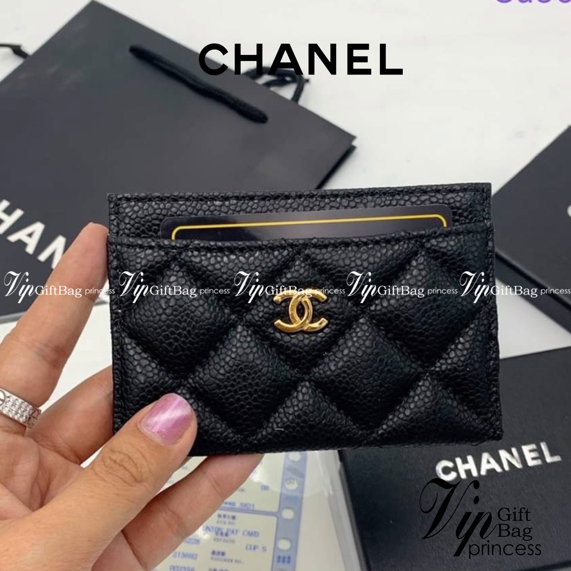 หนังแท้ CHANEL Card Holder กระเป๋าใส่บัตรแบรนด์หรู พร้อมส่งที่ไทย ภาพสินค้าถ่ายจากงานขายจริง ใช้งานต่างประเทศได้