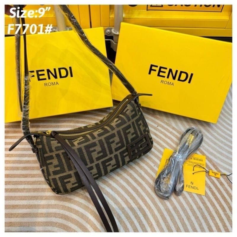FENDI Simply Mini FF jacquard fabric bag กระเป๋าสะพายไซส์เล็ก กึ่งคลัทช์ มาพร้อมสายสะพายยาว จะถือใบเดี่ยวหรือสะพายข้าง ก็สวยเก๋ ไม่ซ้ำใคร