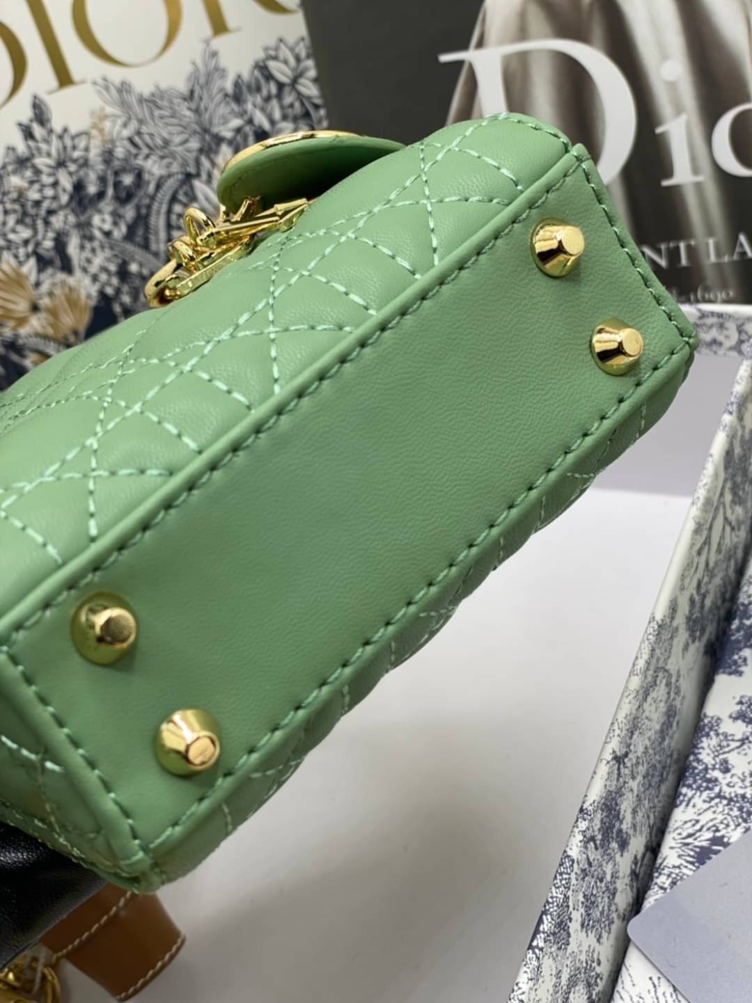 VIP 】หนังแท้ CHRISTIAN DIOR MICRO LADY DIOR BAG Cannage Lambskin