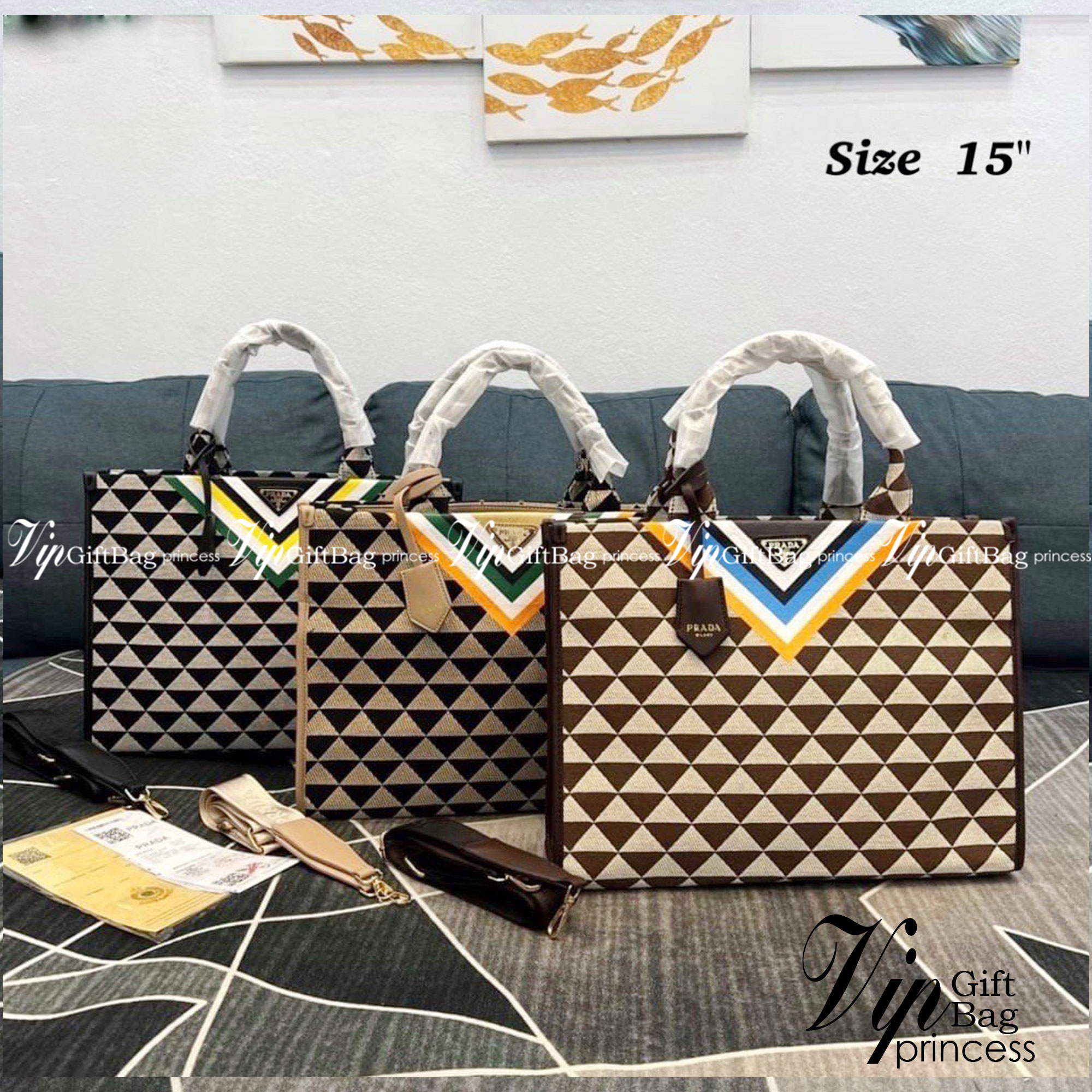 Prada Tote Bag / Prada Symbole jacquard fabric handbag กระเป๋าพราด้าทรงชอปปิ้ง หน้าติดอะไหล่โลโก้แบรนด์สีทอง มีให้เลือกใช้งาน 3 ขนาด งานชนชอปใช่งานง่าย สวยมงลงมากค่า แบบใหม่ล่าสุดจากแบรนด์ดัง จัดให้แบบเลิศๆ กับกระเป๋าทรงโท้ท สวยเอกลักษณ์ ภายในโล่งกว้างมาก