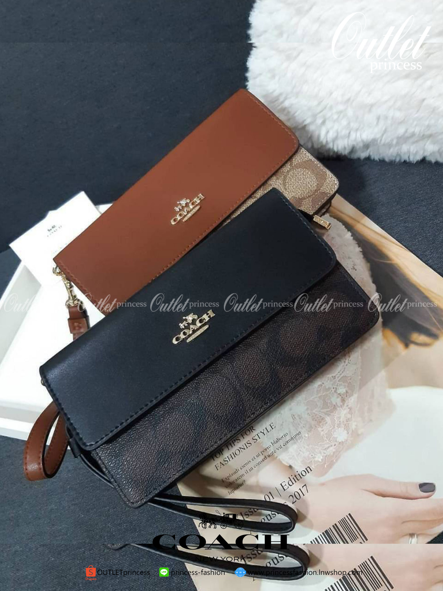 ของแท้ COACH 78229 FOLDOVER WRISTLET IN SIGNATURE CANVAS ไอเท็มที่ต้องมี!! 😎 ใบนี้เลย!! คลัทช์คล้องมือ ถอดสายได้