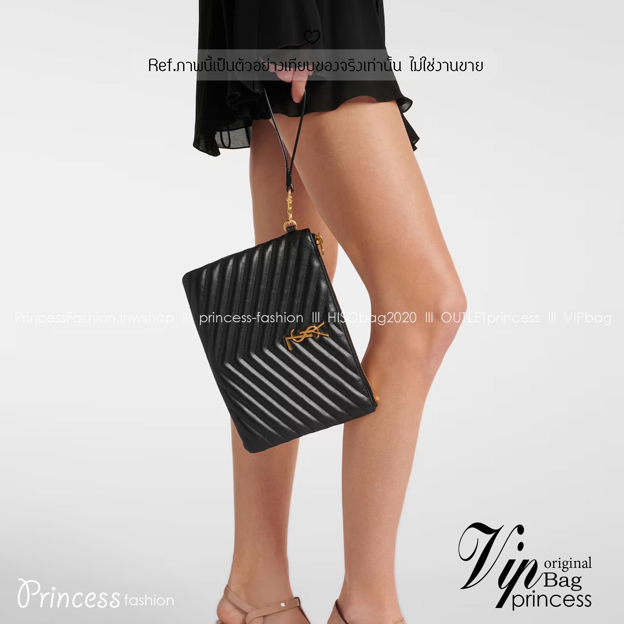 YSL Clutch Pouch in Matelasse Leather Bag กระเป๋าทรงคลัช/ทรงพอชสุดชิค ดีไซน์เรียบหรู โดดเด่นด้วยโลโก้ด้านหน้า เพิ่มดีเทลความผู้ดี พกพาง่าย ใช้งานสะดวกพร้อมสายคล้องมือ