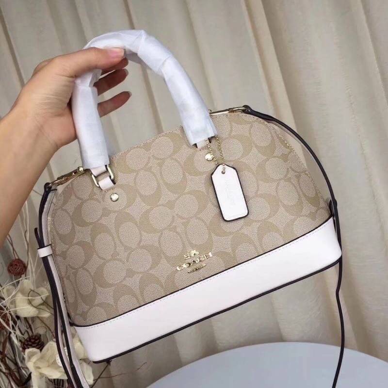 Coach Mini Sierra Signature กระเป๋าถือทรงโดม ภายในกว้างสามารถใส่กระเป๋าเงินเล็ก และมือถือได้ และยังมีช่องซิปเล็ก 1 ช่อง ด้านหลังมีกระเป๋าเล็กเก็บบัตร 1 ช่อง ใครยังไม่มีพลาดไม่ได้แล้วนะคะ