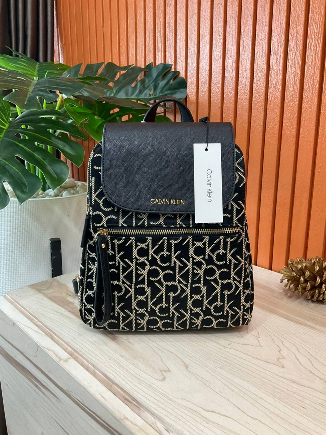 ของแท้ 💯% Elaine Calvin Klein Monogram Small Backpack 💕ของมันต้องมี สวยหรูดูแพงมาก สำหรับรุ่นนี้ และมีฟังชั่นช่องการใช้งานที่มากที่สุด!!! 💕 กระเป๋าสะพายเป้รุ่นใหม่ชนช้อป รุ่นยอดนิยม