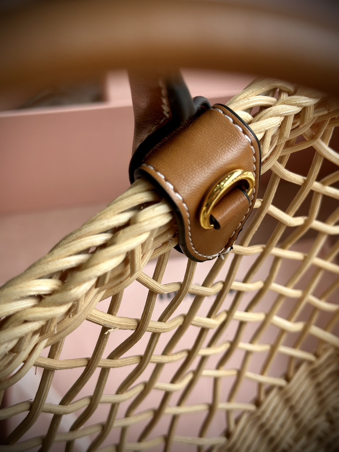 Miu Miu Woven fabric handbag with leather trim กระเป๋าสานดีไซส์ย้อนยุค