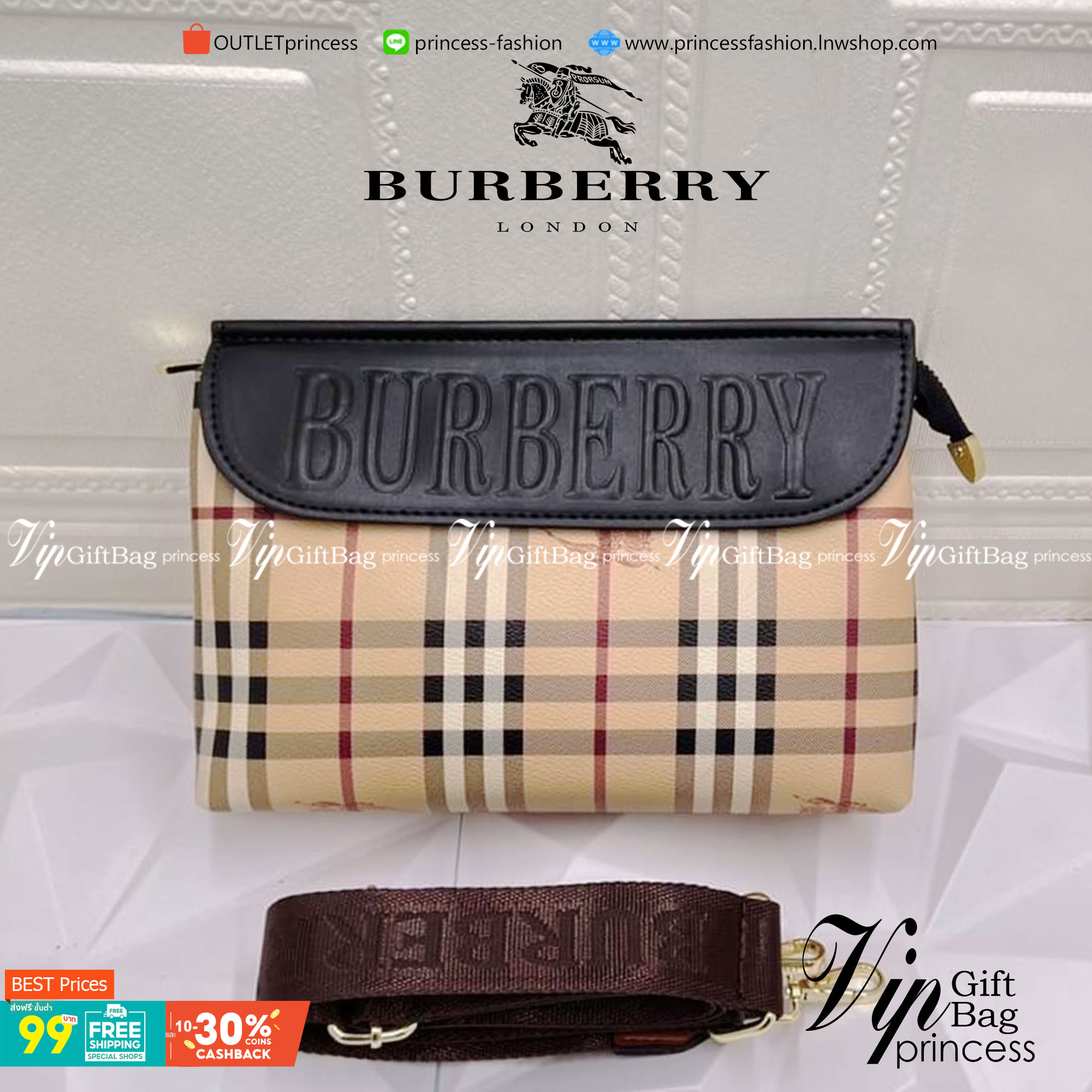 VIP 】BURBERRY CROSSBODY VINTAGE BAG กระเป๋าอยู่ทรงสวย สามารถใส่ของได้หลากหลาย จะถือเป็นครัชหรือสะพายก็ได้ มีสายสปอร์ตให้ด้วยนะคะ ใบเดียวใช้ได้ทุกโอกาส สาวๆต้องมีติดตู้ไว้เลยคะ