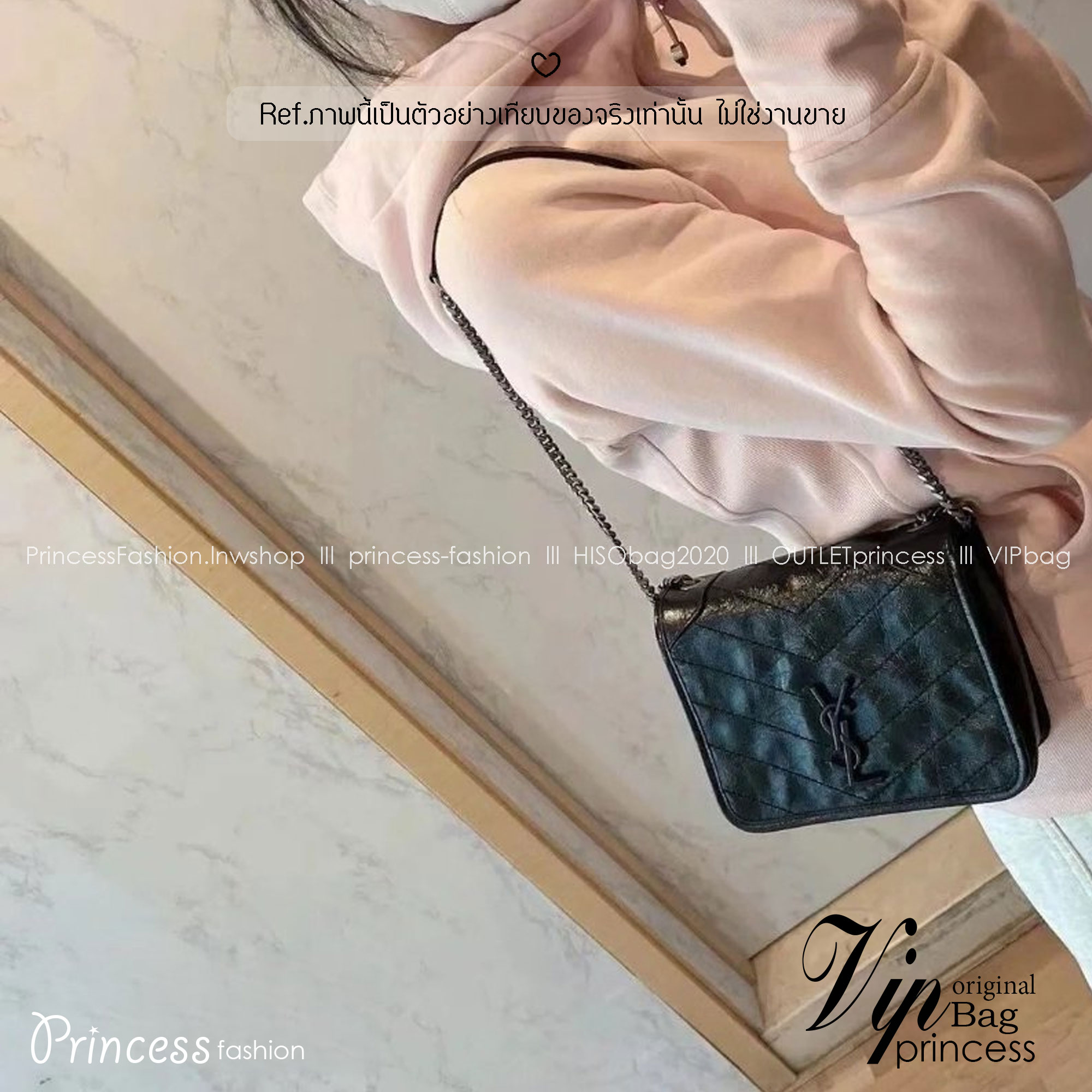 YSL Mini Niki Chain Bag กระเป๋าสะพายทรงคลาสสิคสุดฮอต ขนาดเล็กน่ารักใช้งานง่าย หนังยับลายวินเทจได้ลุคเท่ๆ คูลๆ