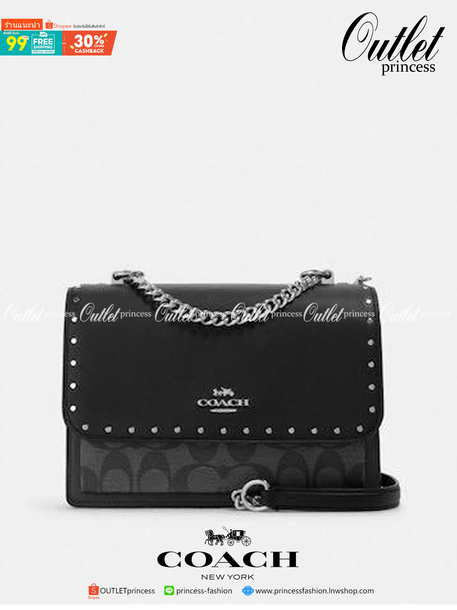 COACH KLARE CROSSBODY IN SIGNATURE CANVAS WITH RIVETS (90400) กระเป๋าถือ กระเป๋าสะพาย รูปทรงสวยงามสุดคลาสสิค แมทท์ง่ายเข้าได้กับทุกลุค แอบกระซิบดังๆนิดนึงว่า! ใบจริงสวยม๊ากก!!// วัสดุแคนวาส ผสมหนังแท้ อยู่ทรง รูปทรงสวยม๊ากก!// ด้านในแบ่งช่องให้ถึง 4 ช่อง 