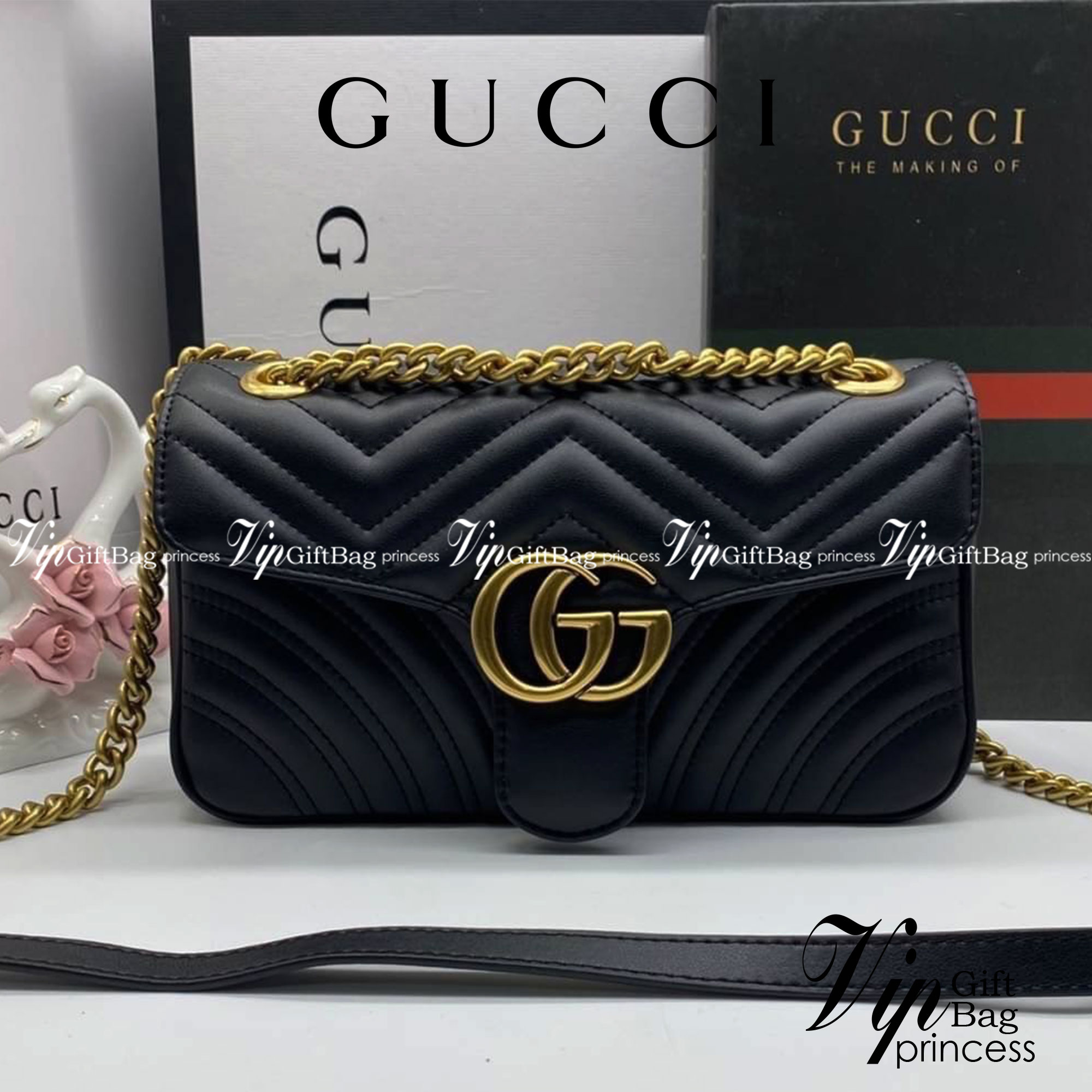 หนังแท้ GUCCI GG Marmont small matelassé shoulder bag 26cm ภาพสินค้าถ่ายจากงานขายจริง ใช้งานต่างประเทศได้ค่ะ