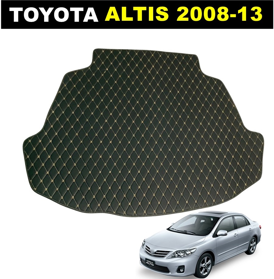 แผ่นปูท้ายรถ TOYOTA ALTIS 2008-13 แผ่นท้าย พรมหนัง6D อัลตีส สีดำด้ายครีม เข้ารูป (พร้อมส่ง)