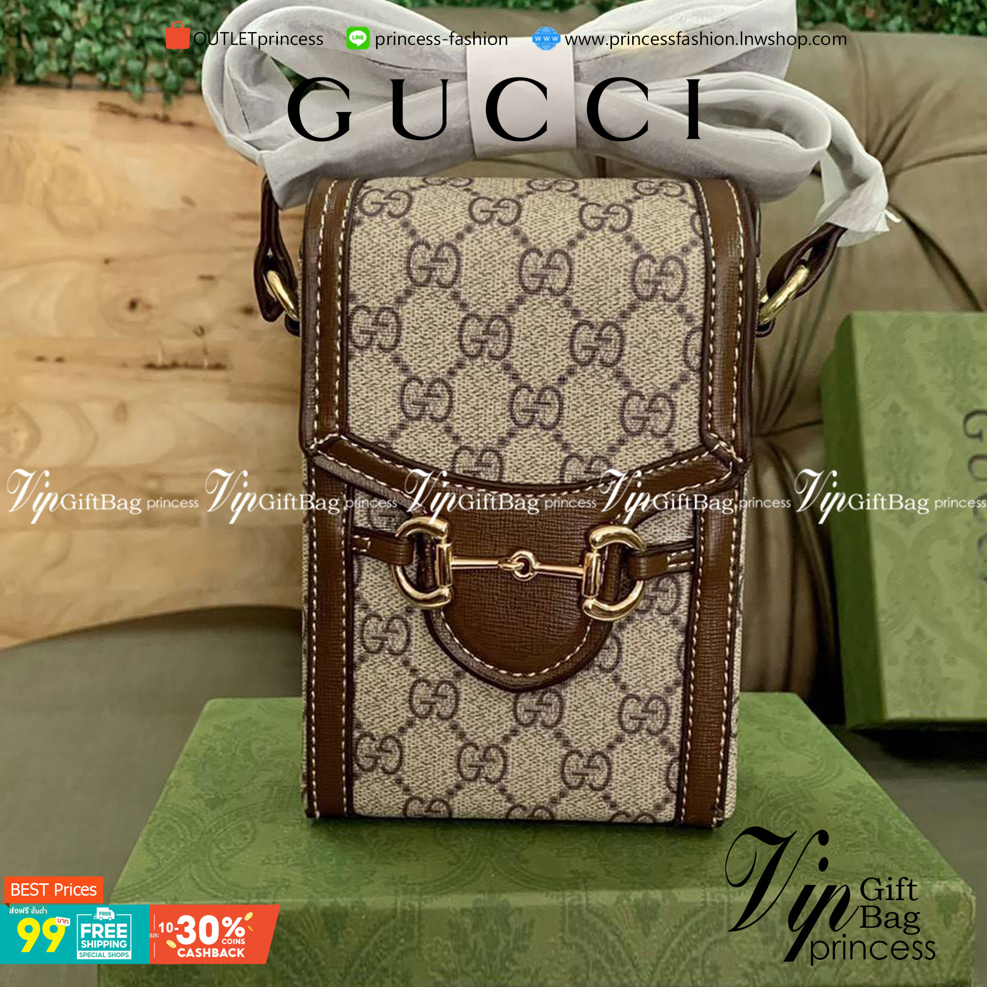 VIP GIFT 】หนังแท้ GUCCI Horsebit 1955 mini bag กระเป๋าสะพาย กระเป๋าใส่โทรศัพท์ งานแฟชั่นคลาสสิก ขอบหนังวัวแท้สีน้ำตาล อะไหล่สวย ดีไซต์สัญลักษณ์วงแหวนตามแบบฉบับ GUCCI มาพร้อมกล่องแบรนด์และสายสะพายยาวที่สามารถปรับระดับได้ พร้อมส่งให้สะพาย สวยๆ กันแล้ววันนี้