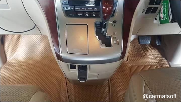 พรมกระดุมเม็ดเล็กรีดขอบTOYOTA VELLFIRE 2008-14 สีชามัวร์ สวยงาม ทนทาน เข้ารูป เต็มคัน