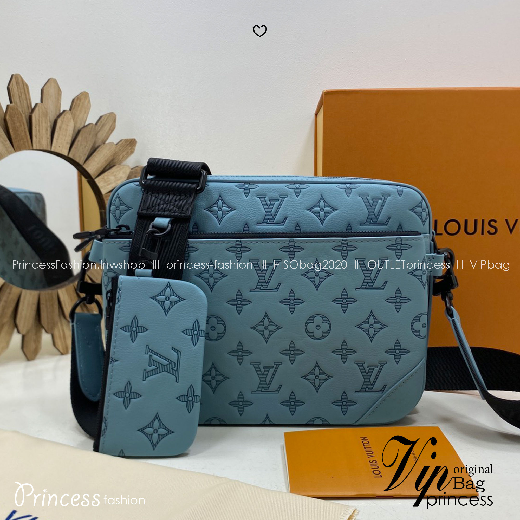 TOP ORI หนังแท้ | LV Trio Messenger Bag กระเป๋าสะพายทรงแมสเซ็นเจอร์ Monogram Shadow Sky Blue ดีไซน์ทันสมัยในโทนสีสปอร์ต เอกลักษณ์ของความหรู ไฮคลาสอย่างลงตัว