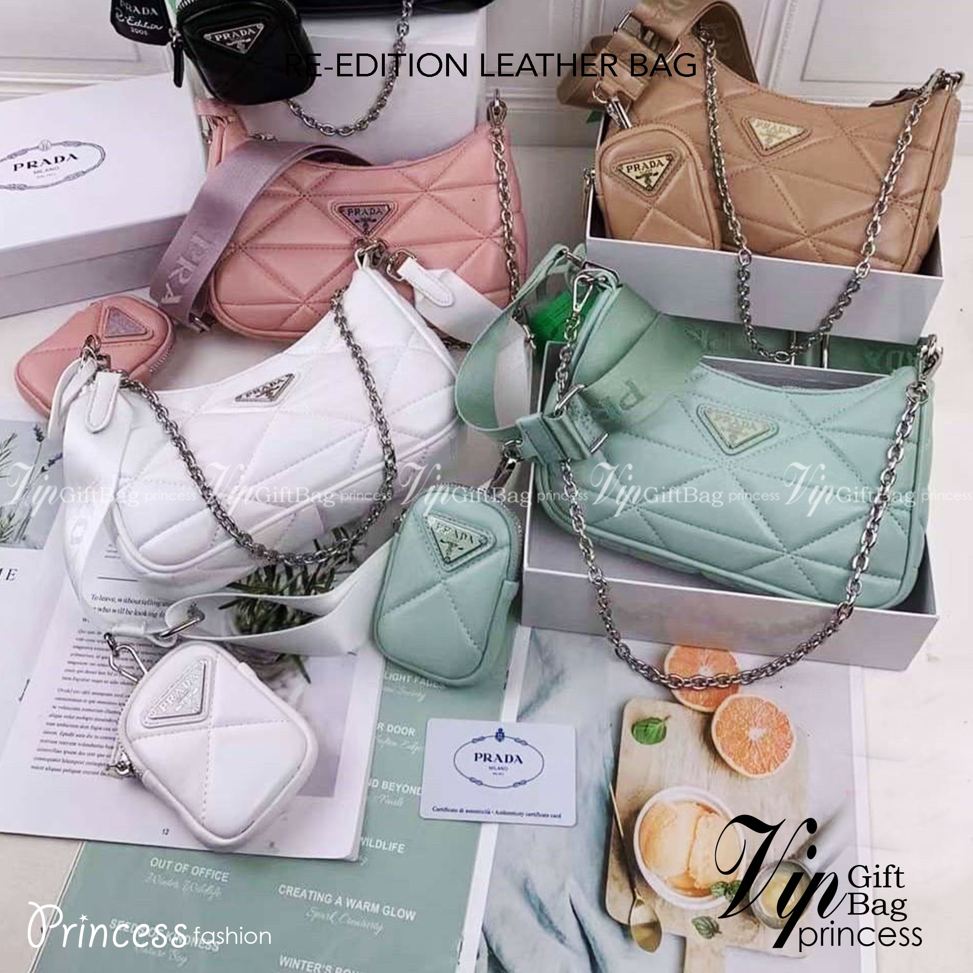 PRADA RE-EDITION LEATHER BAG กระเป๋าสะพายงานหนังซอฟ ไอเท็มสุดปัง ที่ฮิตตลอดกาลไม่ว่าจะปีไหนๆ จัดให้ครบทั้งสีขายดีและสีใหม่ล่าสุด ที่สายคุณหนูห้ามพลาด!!