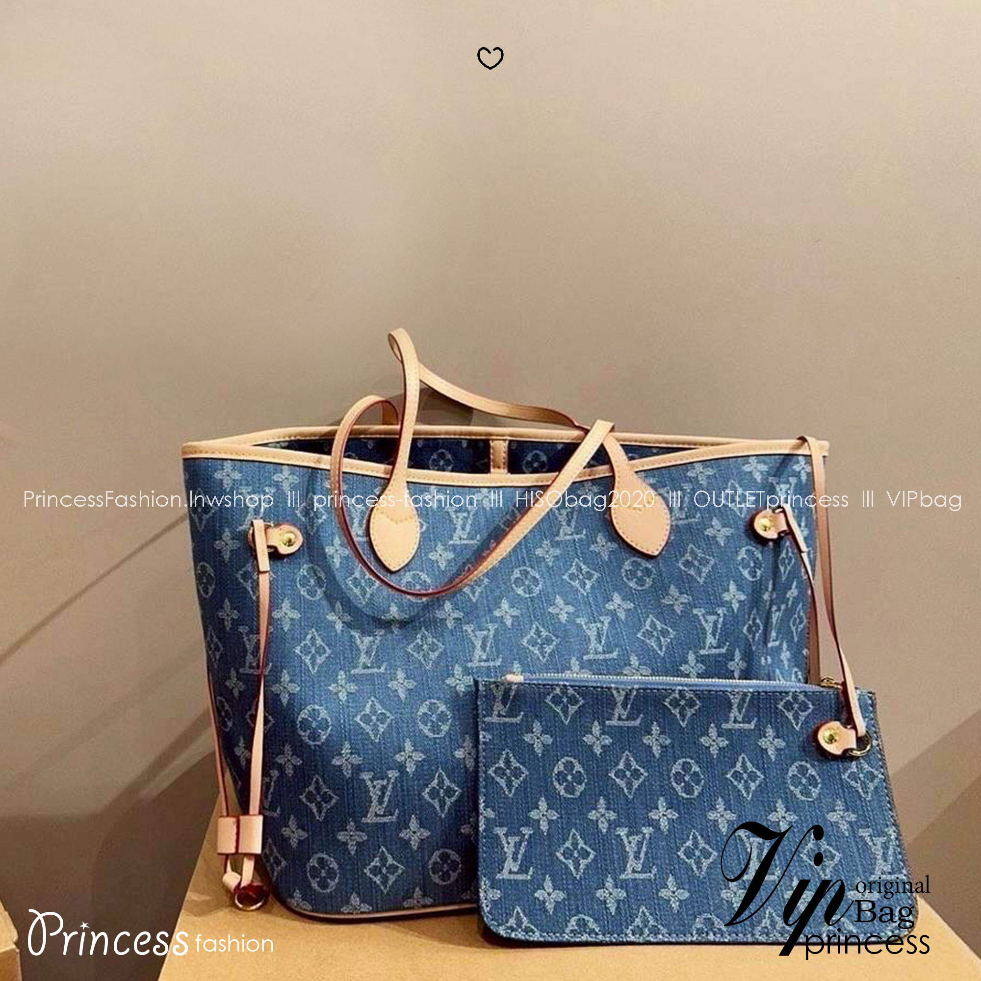 LV Neverfull MM Monogram cherry denim 32cm กระเป๋าสะพายทรงโท้ทช้อปปิ้งใบใหญ่ โดดเด่นมีชีวิตชีวา ด้วยเดนิมวินเทจปักลายเชอร์รี่สีสันสดใสสะดุดตาสะท้อนสไตล์ไอคอนิก