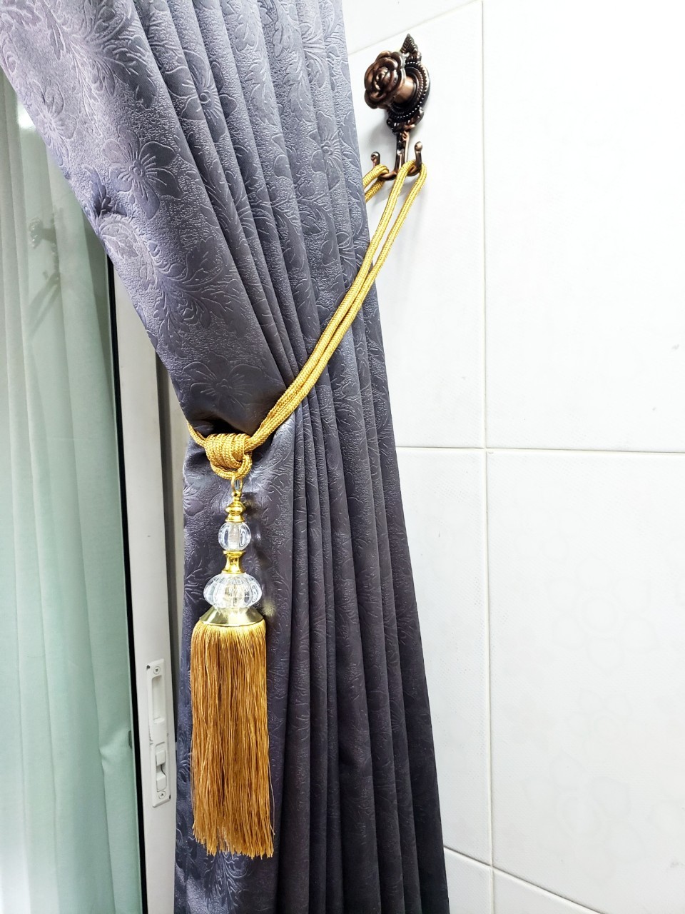 สายรวบม่าน รุ่นควีน(Queen)สีเหลืองทอง (ราคาต่อ1ชิ้น)