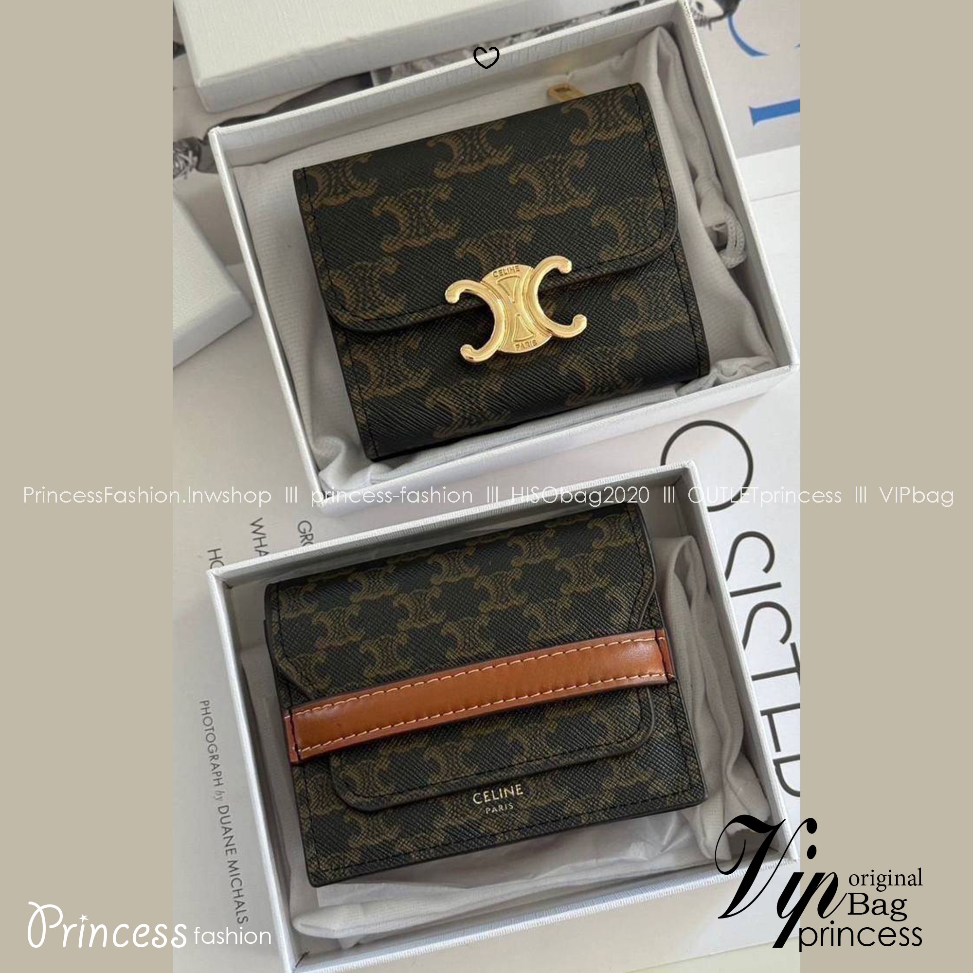 ORI หนังแท้ | CELINE BUSINESS CARD HOLDER TRIOMPHE IN Triomphe / CELINE Wallet กระเป๋าสตางค์ใส่การ์ด ใส่เหรียญ กระเป๋าสตางค์ใบสั้น กระเป๋าสตางค์ซีลีน
