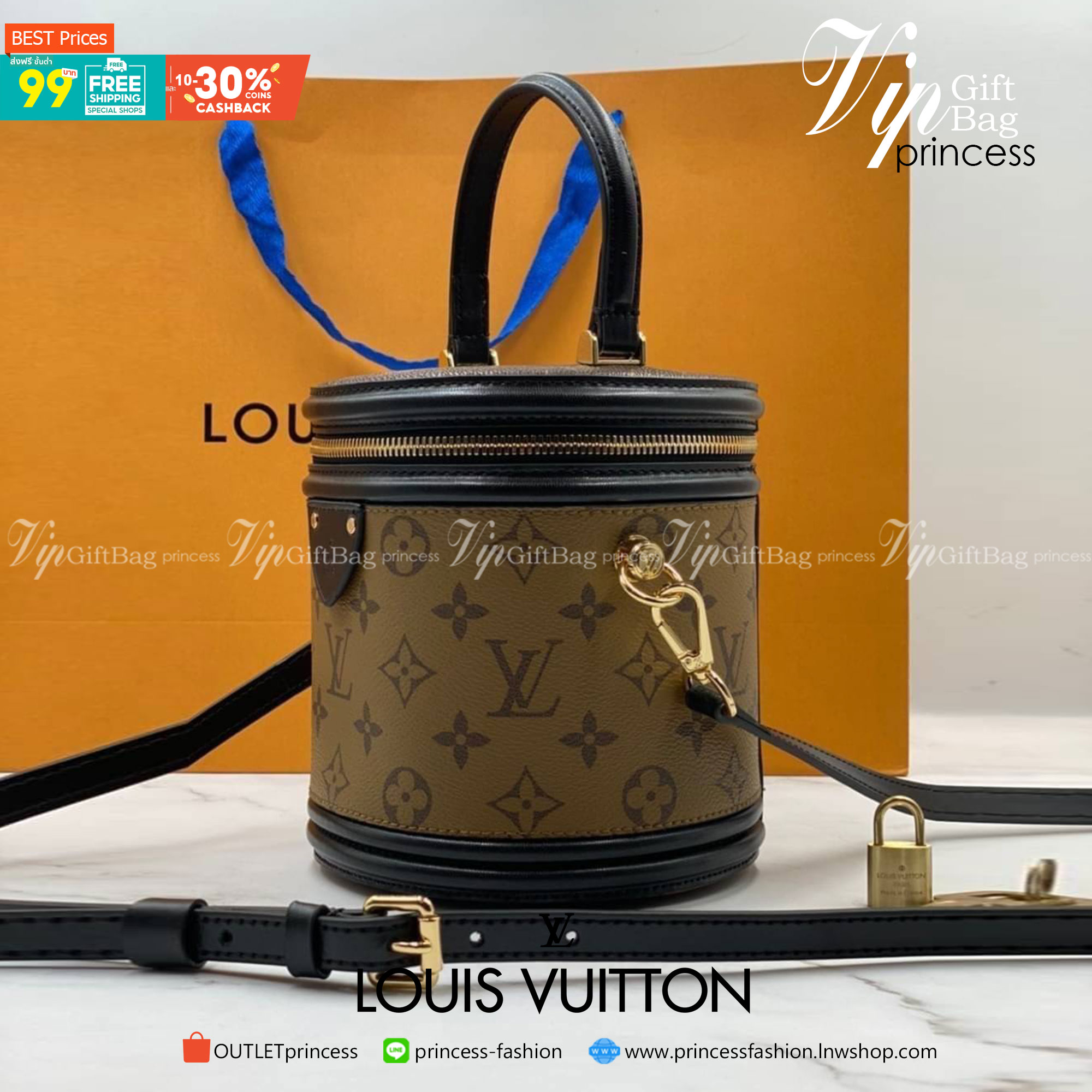 Louis Vuitton Lady CANNES Bucket Bag กระเป๋าถือหรือสะพายข้าง วัสดุหนังแท้หนังแข็ง ลายแบรนด์ อะไหล่ทองหรูหรา จุของได้เยอะ ตั้งอยู่ทรง ด้านในโล่ง คุ้มสุดๆ ใบนี้ไม่ควรพลาดค่ะ ดาราเซเลปใช้กันเยอะ น่ารักกมากกแม่ค้าคอนเฟริมค่า