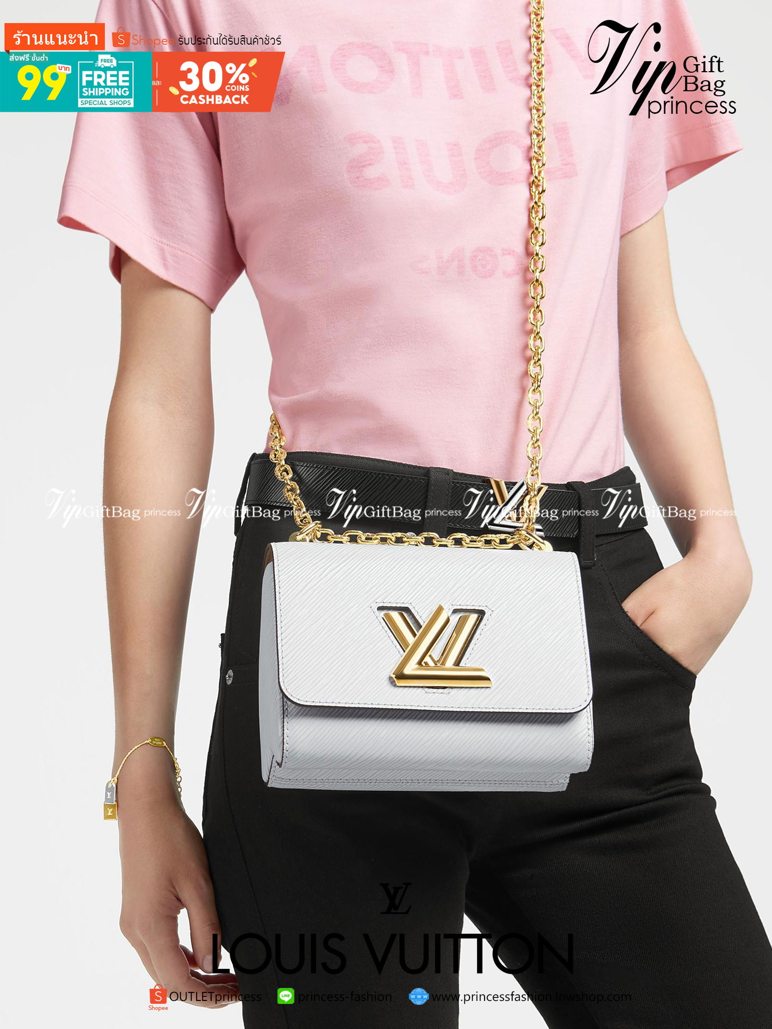 VIP 】หนังแท้ LOUIS VUITTON Epi Twist Shoulder Bag MM 4 สี พร้อมส่งที่ไทย