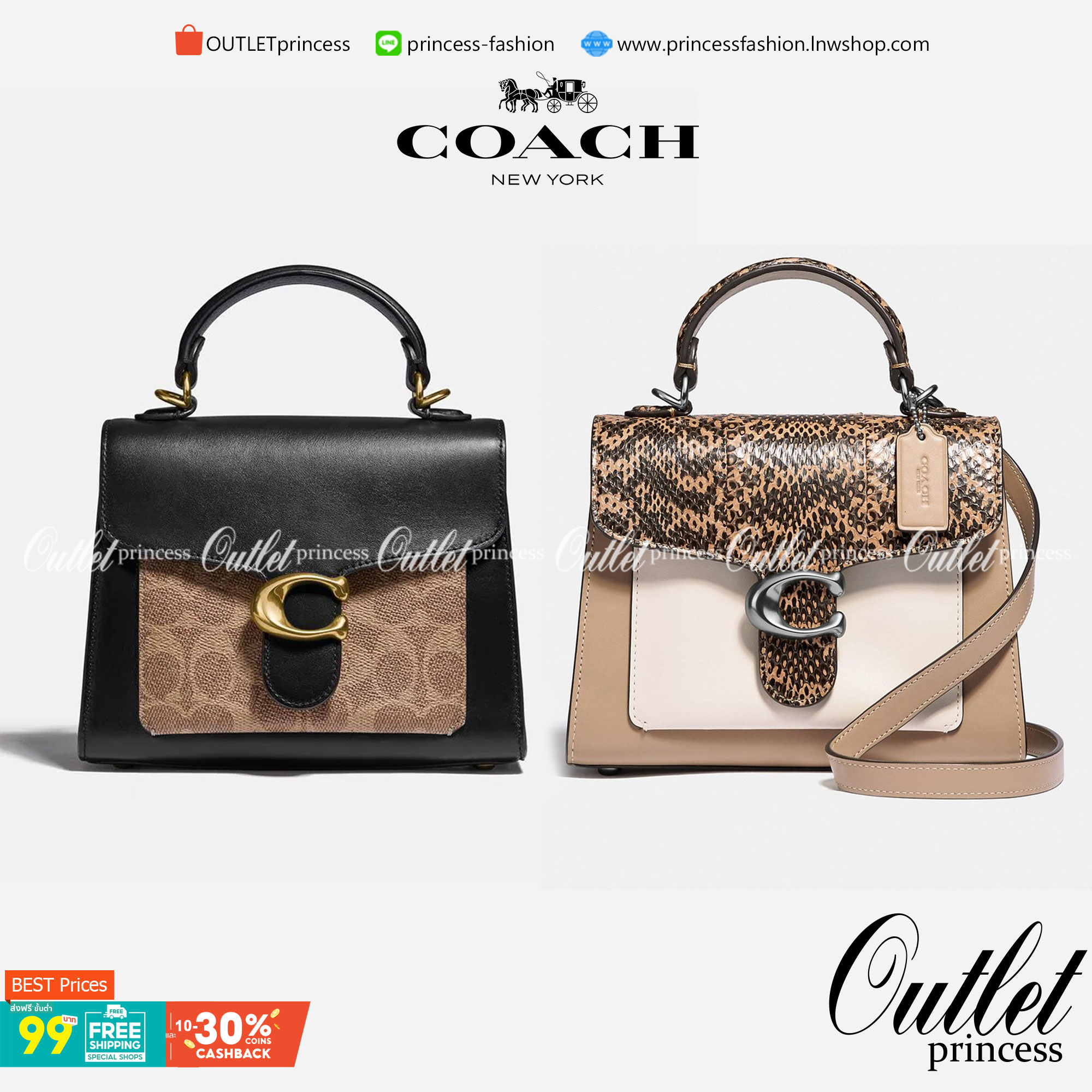 OUTLET 】COACH TABBY TOP HANDLE 20 LEATHER BAG หรูหรามากๆค่ะ สินค้าแนะนำ!! กระเป๋าถือ//สะพายข้างได้ วัสดุหนังแท้อย่างดี หนึ่งใบทำหนัง2แบบได้อย่างลงตัว สวยงาม มีอะไหล่ตัวC ใหญ่ด้านหน้าโดดเด่นหรูมากๆค่ะ 🔺เปิดปิดแบบกดล็อค ภายในมี2ช่องสำหรับใส่ของ สามา