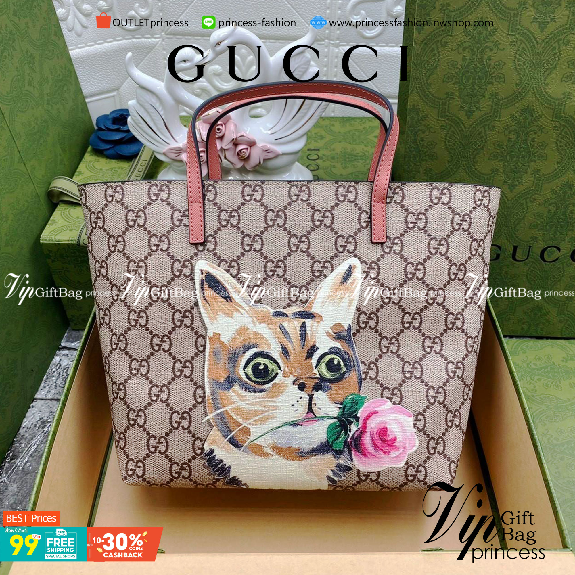 VIP 】Animal-Friendly Gucci Kid Tote Bag งานหนังแท้ทรงตั้งสวย ขนาดกะทัดรัด จุของได้เยอะ ใช้ได้ทั้งเด็กและผู้ใหญ่ น่ารักมากค่ะ **รุ่นขายดีตลอดกาล**