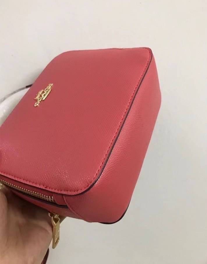 ของแท้ 💯% Coach women's diagonal box bag, double zipper capacity, with handles can be cross-body