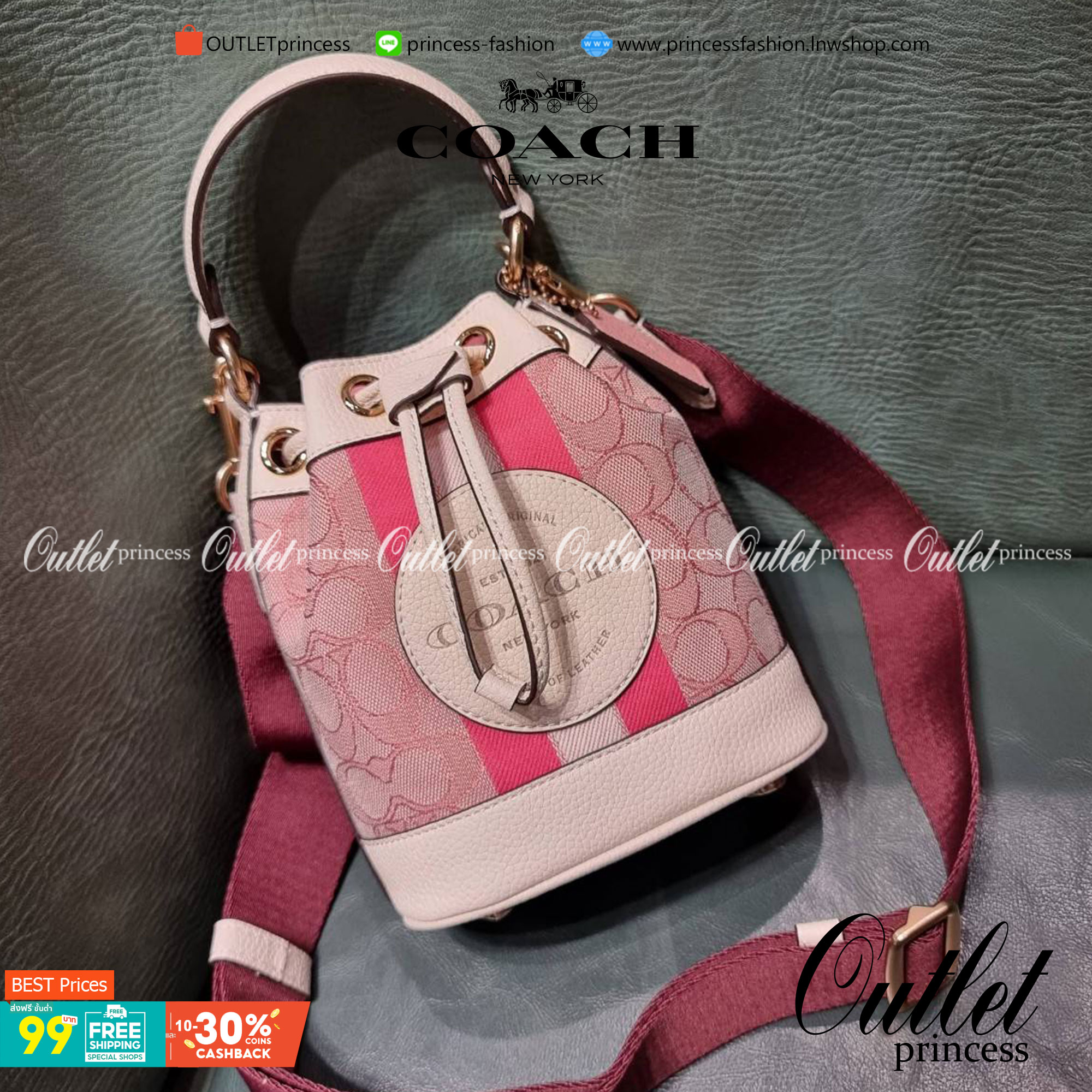 COACH C5121 DEMPSEY 15 DRAWSTRING MINI BUCKET BAG น้องคนสวยมาใหม่จ้า รุ่นใหม่กริ๊บ!! ยังไม่เข้าช็อปไทย ละมุนคุณหนูต้องมาแล้วแหละ กระเป๋าทรงถังไซส์มินิ ใช้งานง่ายด้วยการรูดหนังปิดรอบปากกระเป๋า ทุกอย่างลงตัวที่สุด!! มาพร้อมตัวห้อยรูปหัวใจสีทองกุ๊กกิ๊ก น่ารั