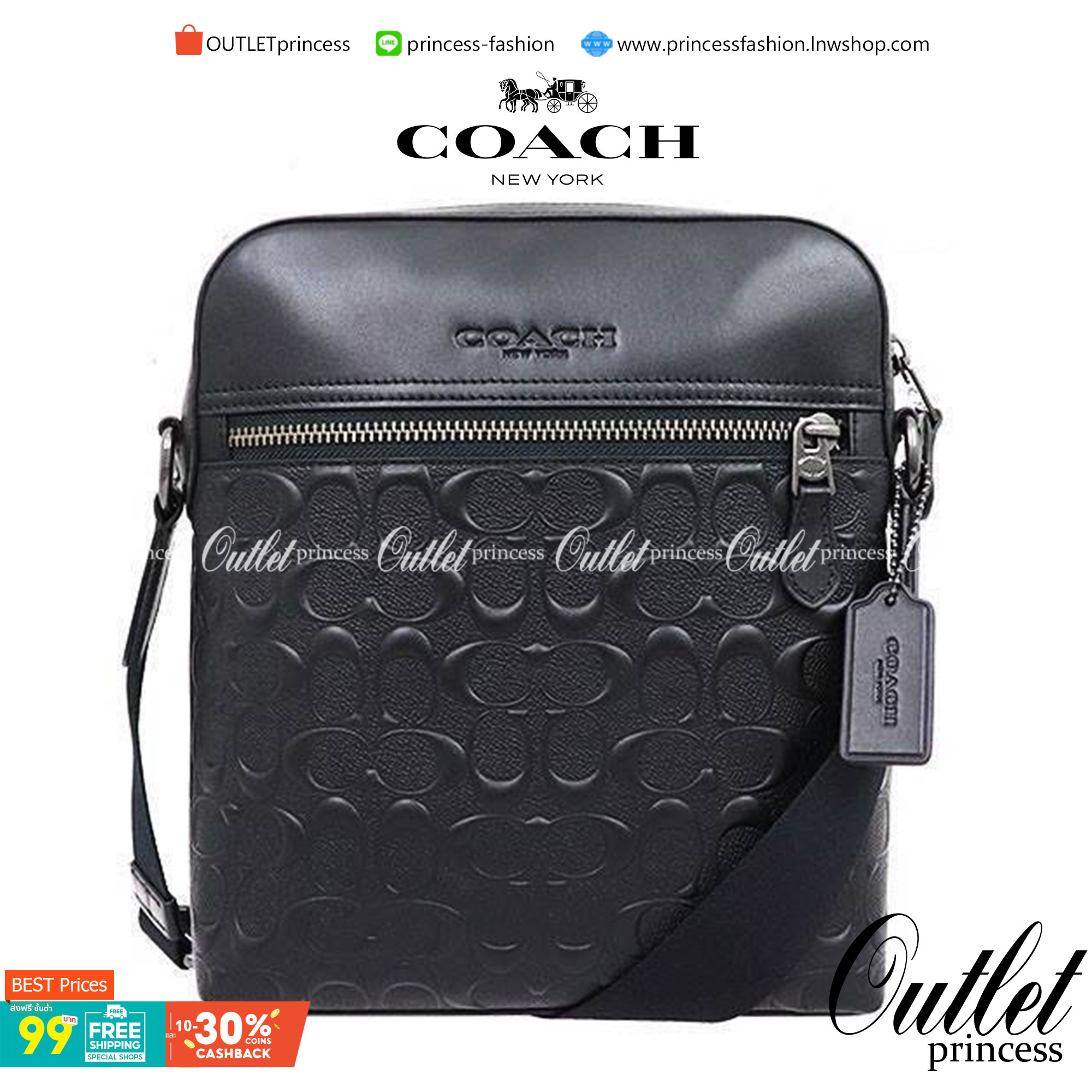 COACH HOUSTON FLIGHT BAG IN SIGNATURE LEATHER (COACH F73338) กระเป๋าสะพาย ลวดลาย C นูน SIGNATURE ที่ดูโดดเด่นมาก// วัสดุหนังแท้ทั้งใบ อยู่ทรงสวย// ด้านในโล่งกว้าง จุของได้เยอะ ด้านหน้ามีอีกช่องซิบไว้เก็บของสำคัญได้อย่างเป็นสัดส่วน ลงตัว เปิด-ปิด ด้วยซิบ/ 