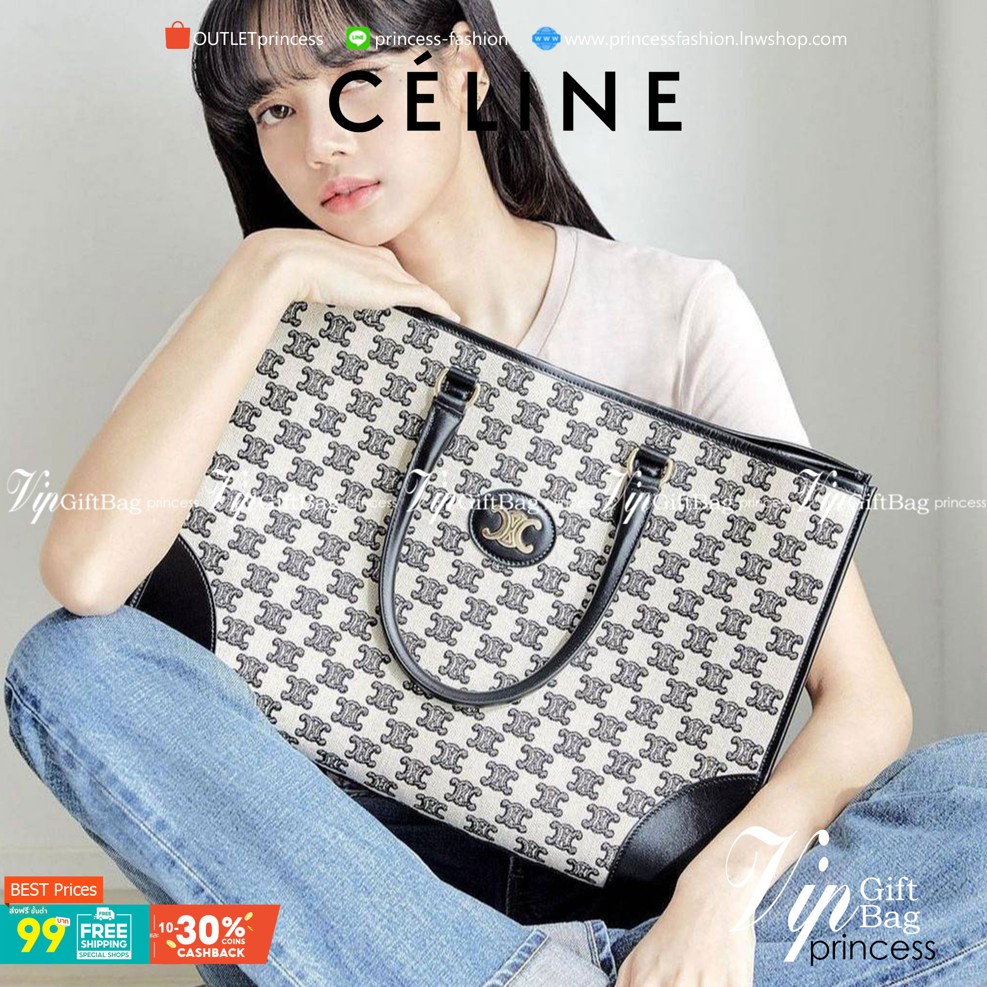 CELINE LARGE TOTE BAG VIP วัสดุ CANVAS ทรงเหลี่ยมดีไซน์ Casual สวยคลาสสิคสไตล์สาว Lisa ใบใหญ่ใส่สัมภาระได้เยอะจุใจภายในโล่งกว้าง ใส่เอกสาร A4 หนังสือ กระเป๋าสตางค์ มือถือ ของใช้ได้เยอะ หูจับหนังเเข็งแรงจับถนัดมือจะถือหรือสะพายก็ดูดี ไอเท็มแนะนำฮิตพร้อมส่ง