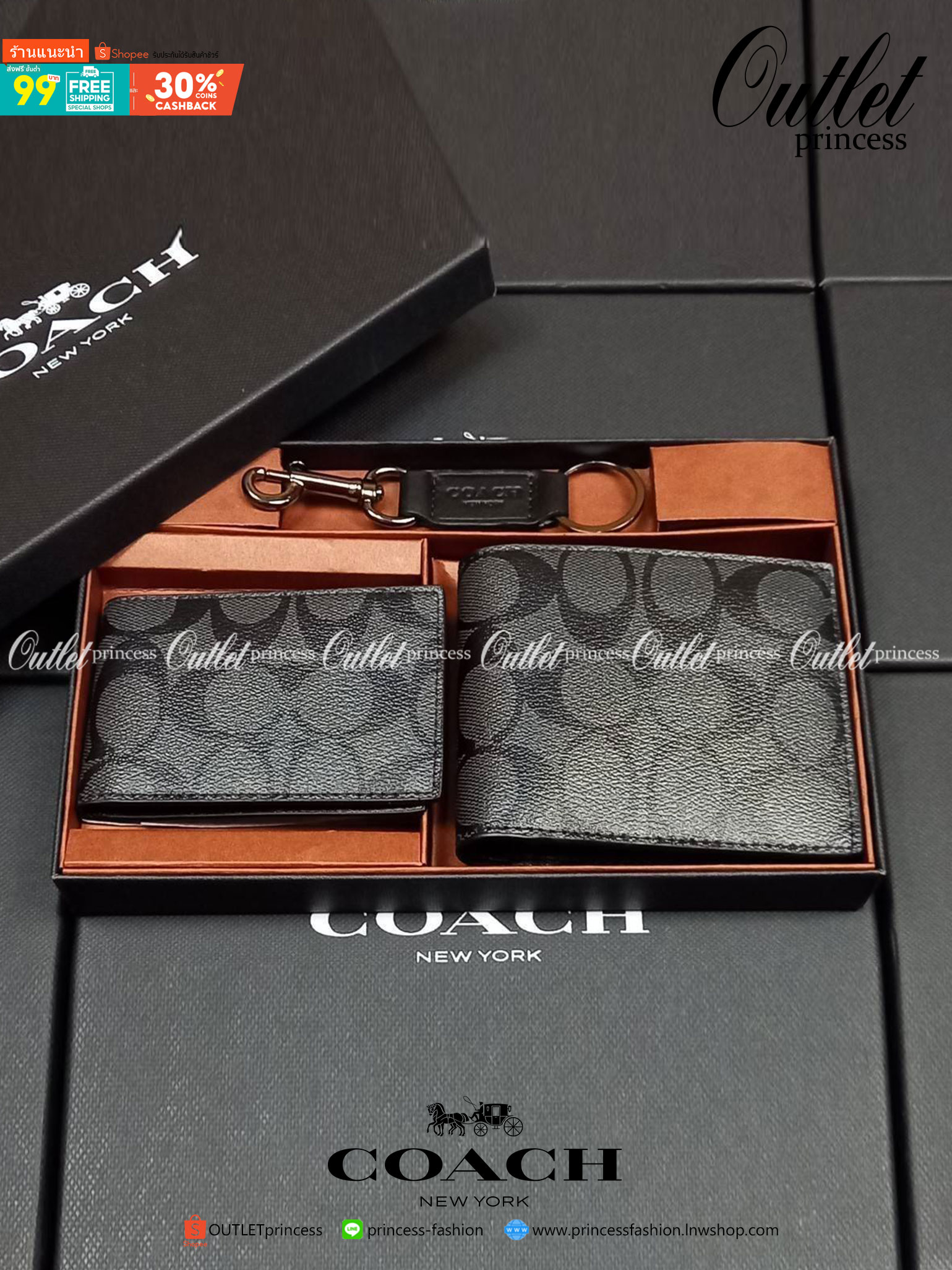 COACH COMPACT ID WALLET IN SIGNATURE WITH KEY FOB LIMITED BOX(COACH F74993)🍁กระเป๋าสตางค์ใบสั้น มาพร้อมใบลูกแบบแพ๊คคู่ +พวงกุญแจ//วัสดุหนังแคนวาสคุณเยี่ยมสลับหนังแท้ ทรงสวยคลาสสิคได้ใจใครหลายๆคนไปเรียบร้อย โดดเด่นลงตัวมาก ใส่บัตร ธนบัตร ครบมาก **เ