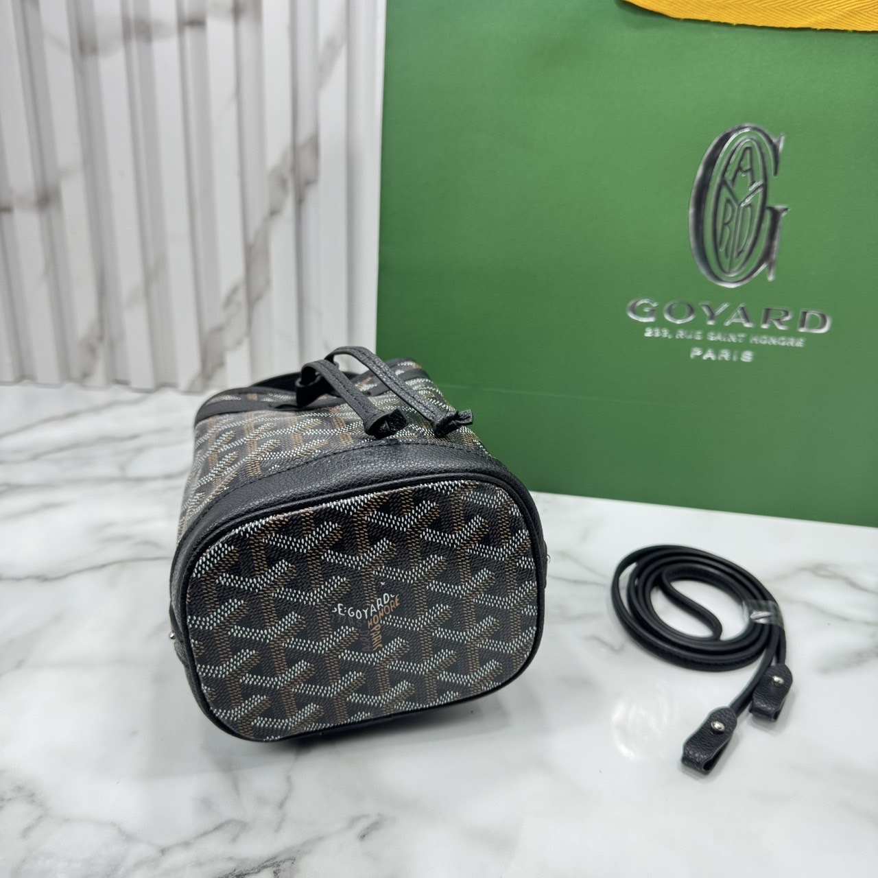 RI หนังแท้ | Goyard Petit Flot Mini bucket bag กระเป๋าสะพายทรงบัคเก็ต ไซส์มินิ ดูผู้ดีในตัว วัสดุหนังแคนวาสพิมพ์ลายสวยคม