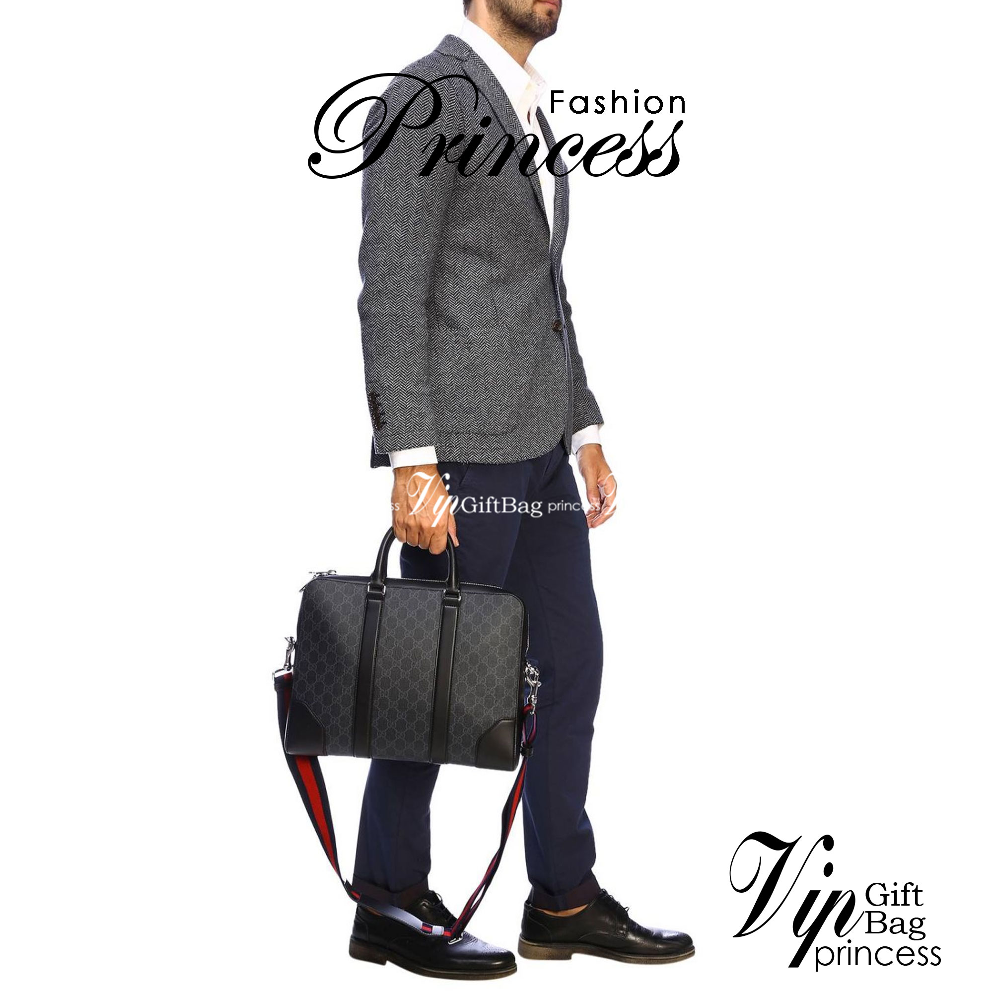 Gucci GG Supreme Briefcase พร้อมส่งที่ไทย ภาพสินค้าถ่ายจากงานจริง GG Supreme work bag with Web shoulder strap