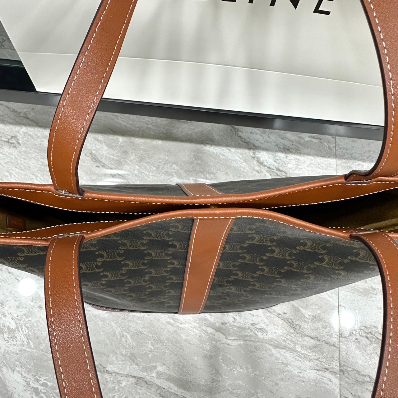 CELINE BUCKET BAG 12.5" / CELINE CABAS IN TRIOMPHE CANVAS AND CALFSKIN TAN กระเป๋าสะพายทรงโท้ท บัคเก็ตสวยอยู่ทรง เรียบหรูดูแพง เกรดออริ 1:1 ใช้งานต่างประเทศได้