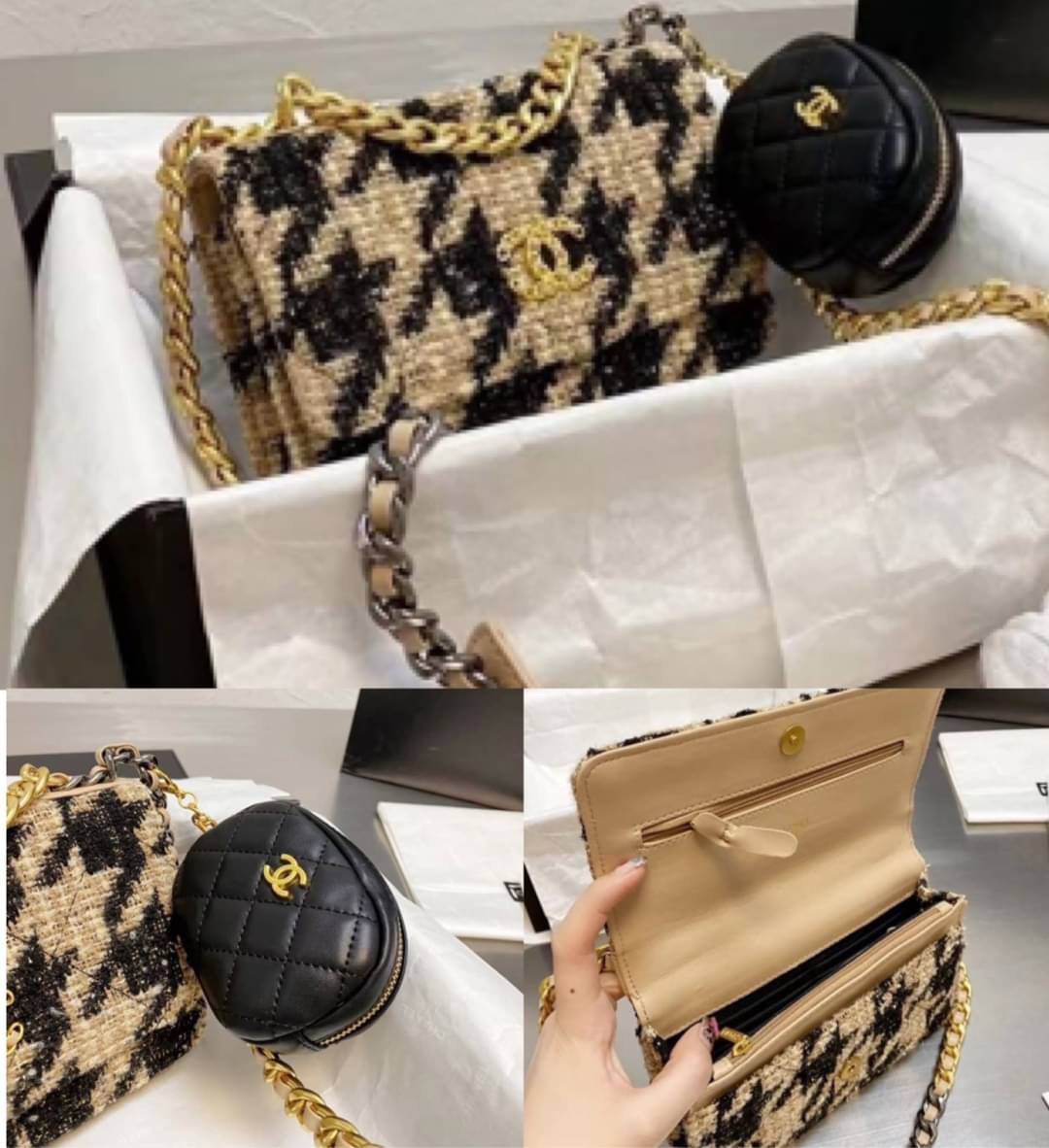 Chanel อเนกประสงค์ รุ่น Limited edition ลายวินเทจ พร้อมใบเล็ก หนังแท้ น้ำหนักเบา มีช่องใส่ของจุกจิก เปิดปิดด้วยฝาปิดกระดุม มีช่องใส่บัตร ช่องซิป ใส่กระเป๋าสตางค์ใบยาว ได้ค่ะ ตัวจริงสวยมากๆถูกใจรีบจองนะคะ ใส่มือถือได้ทุกรุ่น สายสะพายยาวคู่ สะพายได้สองแบบ ป